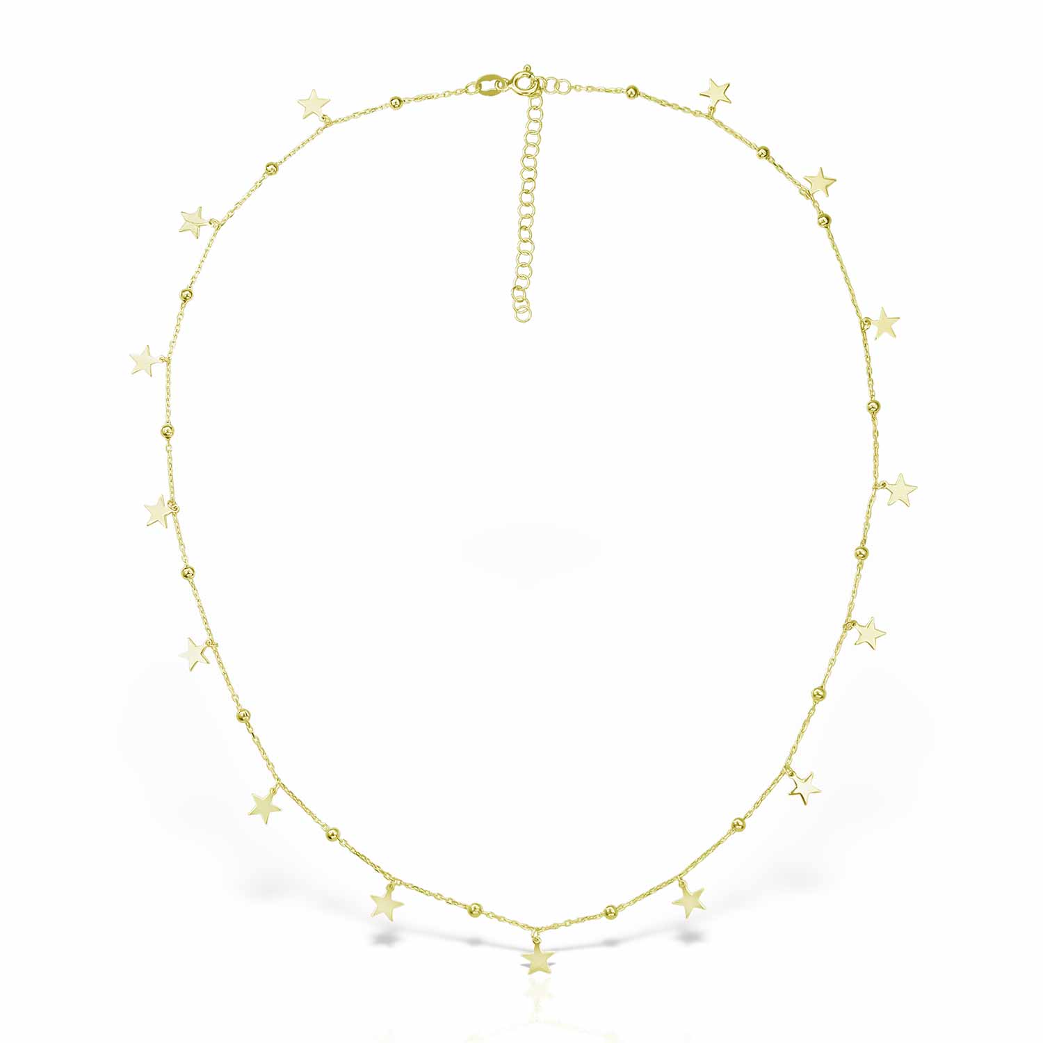 Obsidian Women's One By One Stars Charm Choker, Gold Vermeil