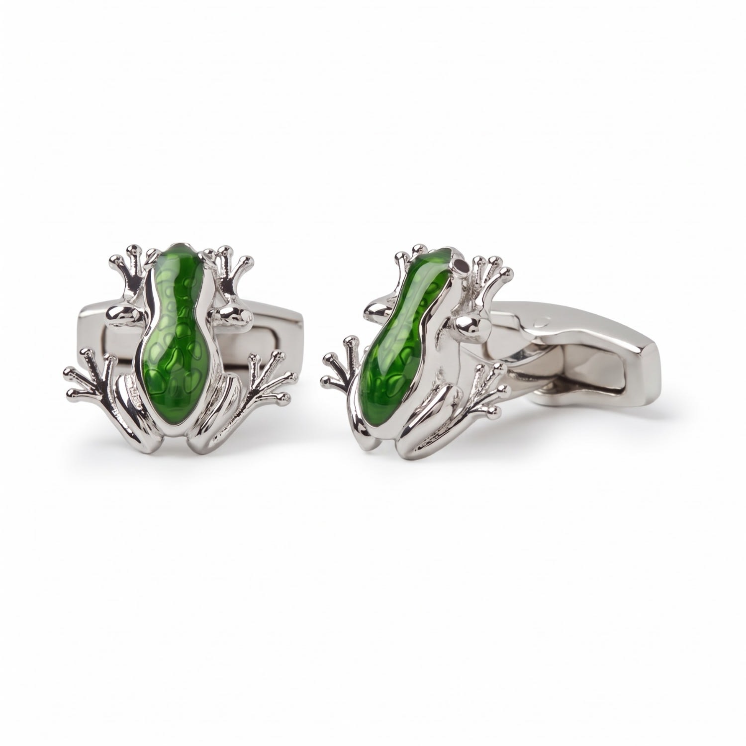 Men's Green / Silver Tree Frog Cufflink | Simon Carter
