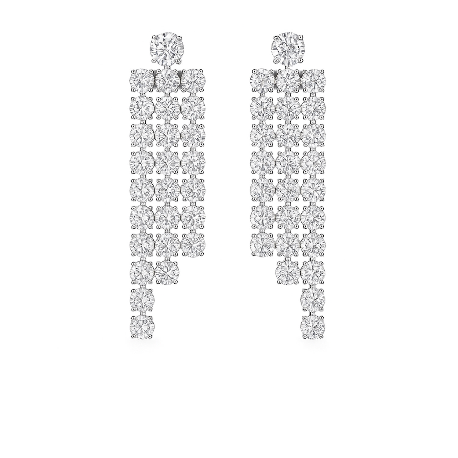 The Gala Women's Silver Cascading Crystal Column Earrings In Silver