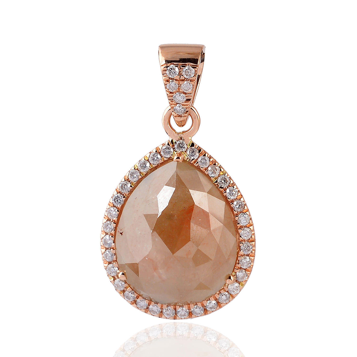 Women’s Pink / Purple / Brown Pear Cut Micro Pave Ice Diamond In 18K Rose Gold Charm Pendant Artisan