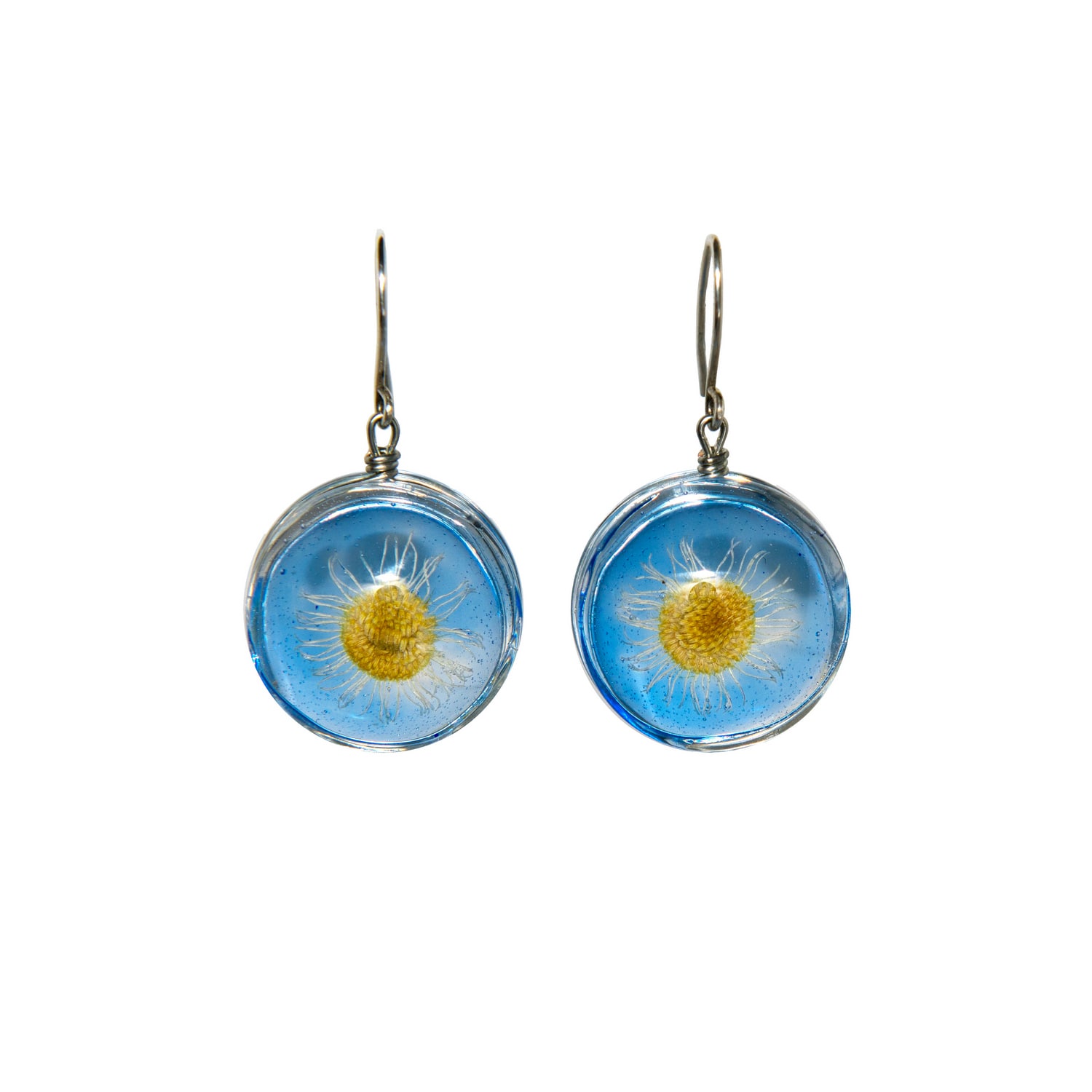 Laura Daili Women's Blue / Yellow Chamomile Sky Glass Earrings In Multi