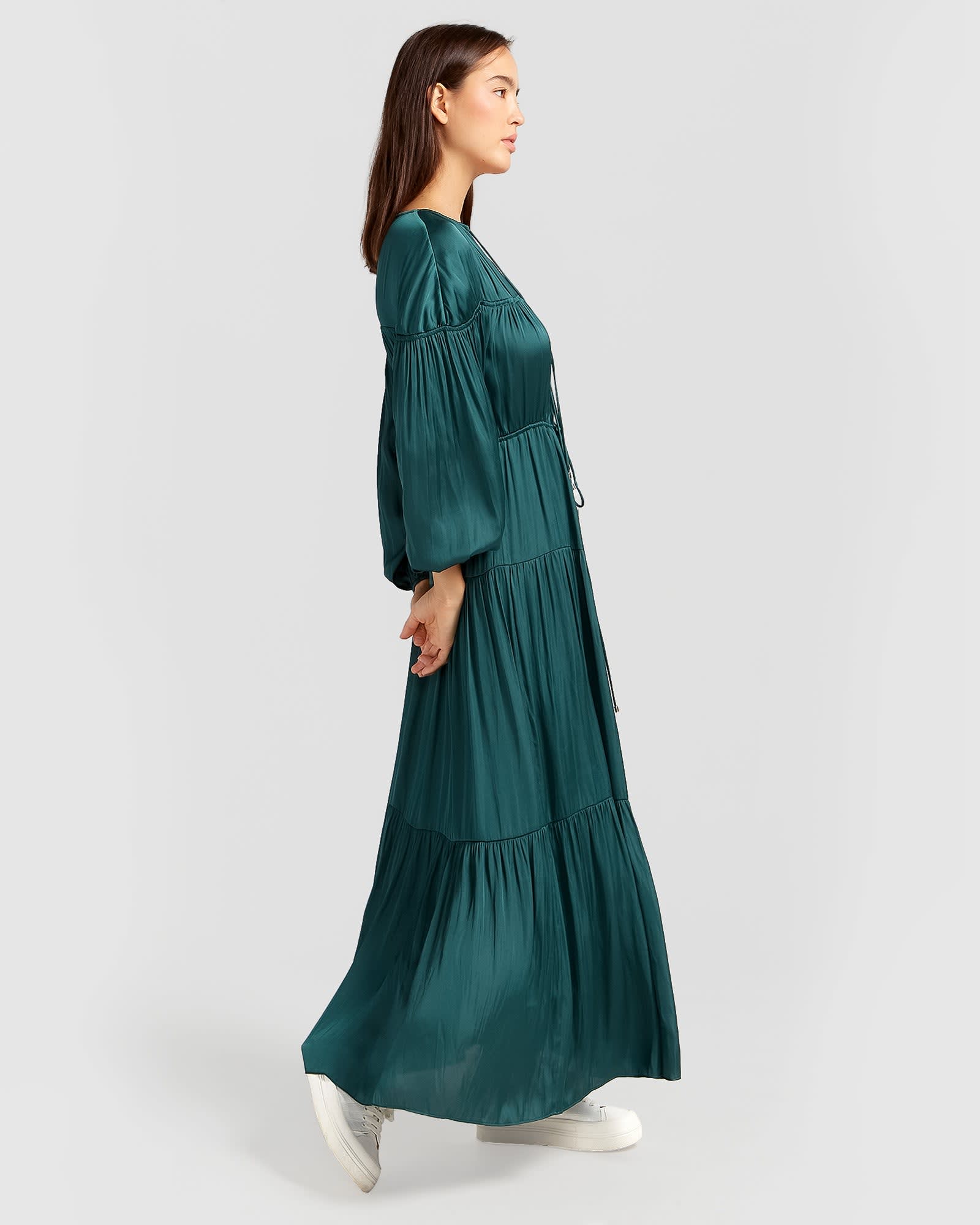 Window Seat Tiered Maxi Dress - Dark Green | Belle & Bloom | Wolf & Badger