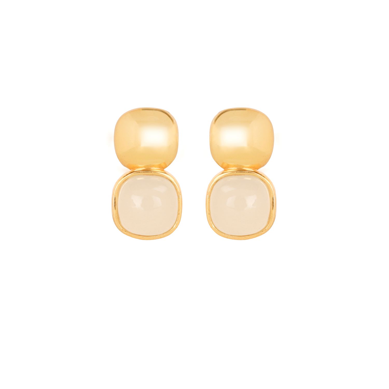Lila Rasa Women's Gold / White Glossy Gold & Sparkling White Crystal Stud