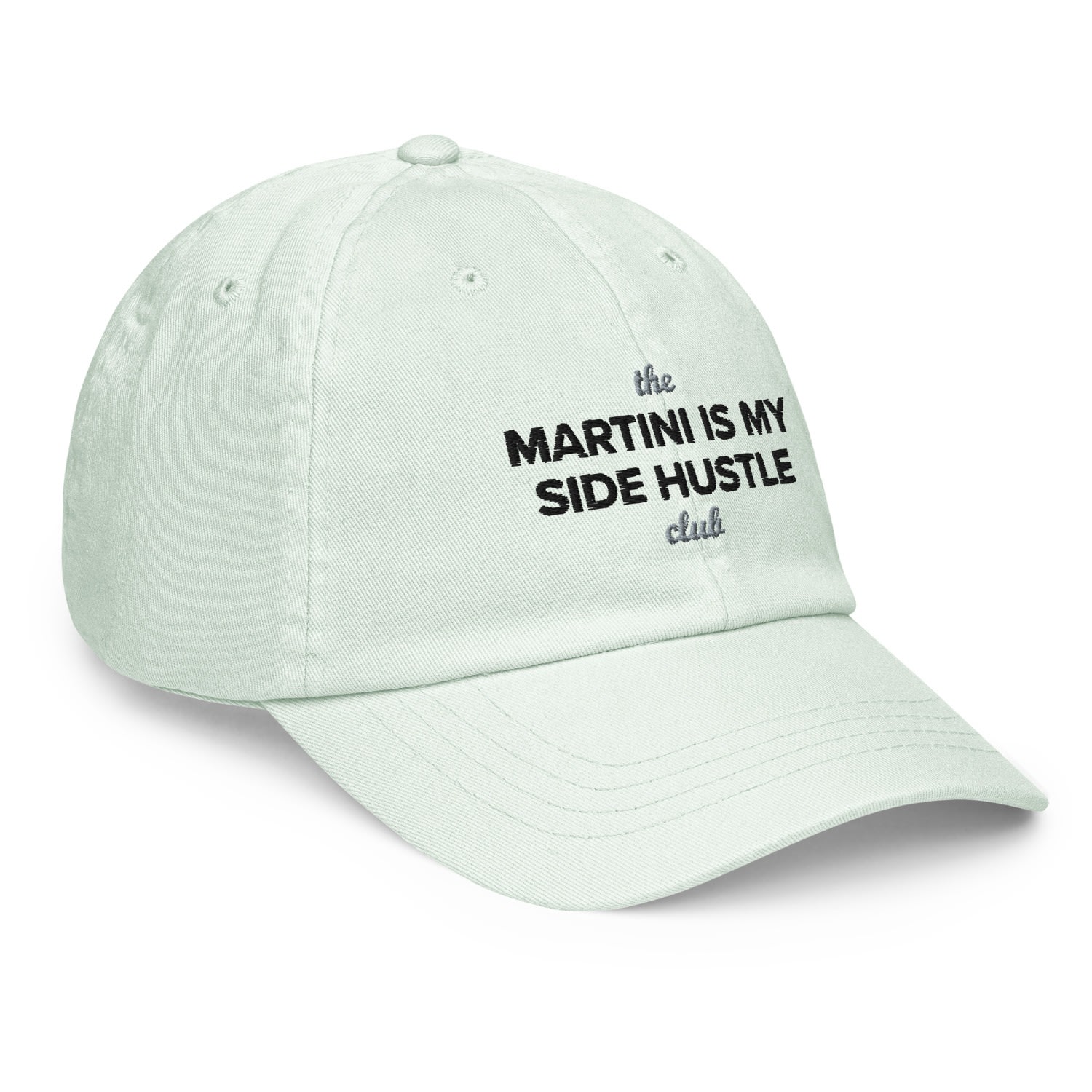 Anchor & Crew Men's Green Pastel Mint Martini Is My Side Hustle Club Chino Embroidered Cap - Women In Green