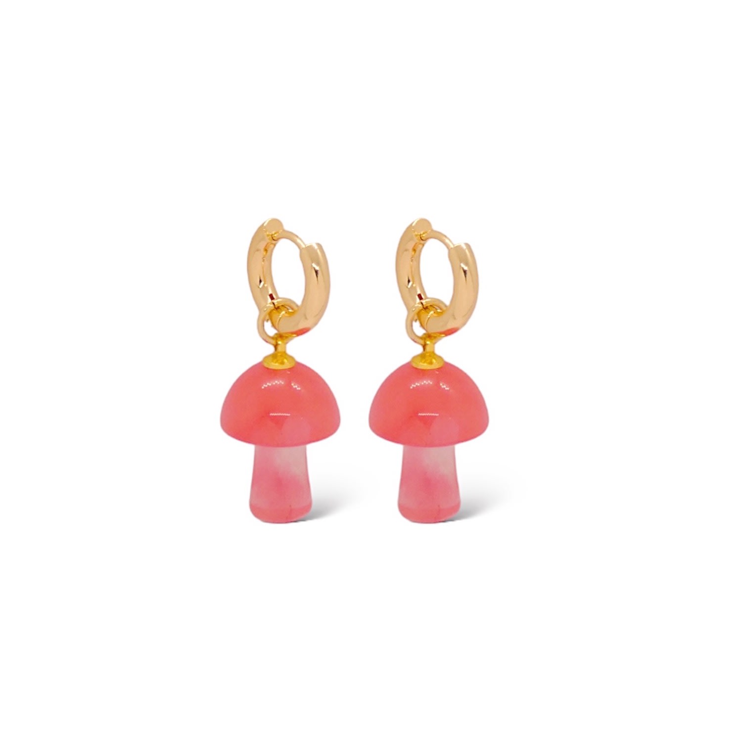 Valerie Chic Women's Gold / Red Mushroom Cherry Quartz Earrings 18k Gold In Multi