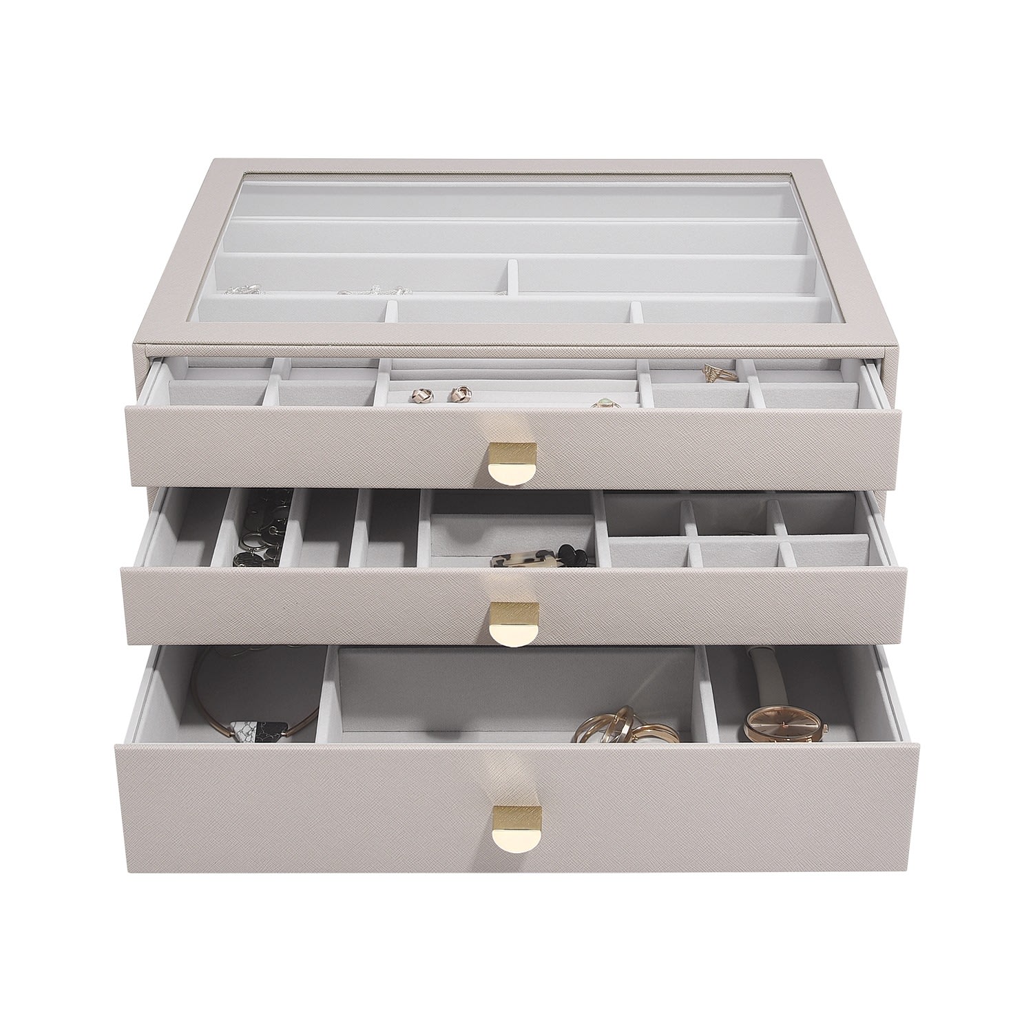 Stackers Women's Neutrals  Taupe Supersize Jewelry Box With Drawers In Black
