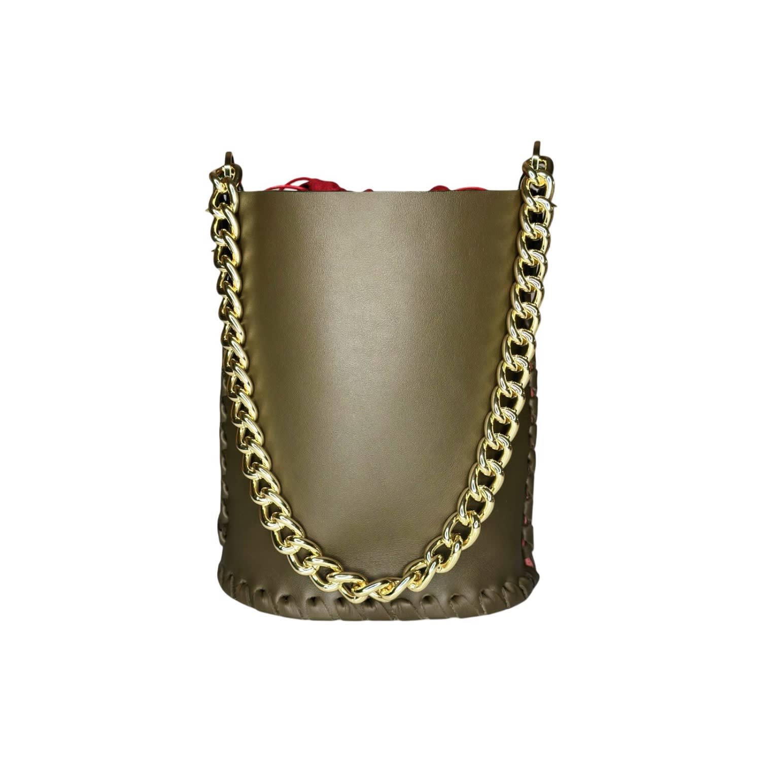 Ruj Heritage Women's Green / Gold / Red Bucket Bag Olive