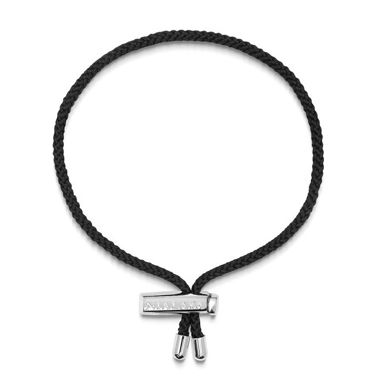Nialaya Men's Black String Bracelet With Adjustable Silver Lock