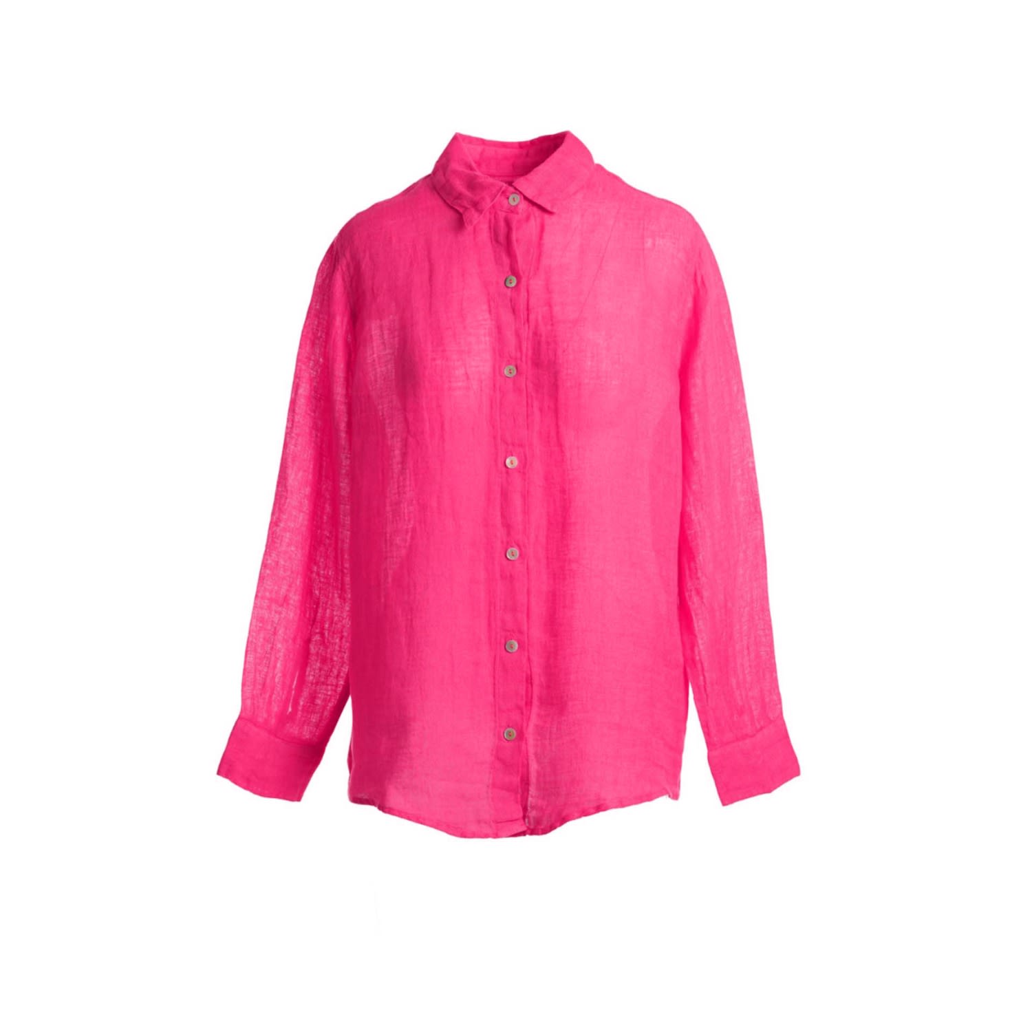 Haris Cotton Women's Pink / Purple Linen Gauze Shirt - Fuchsia