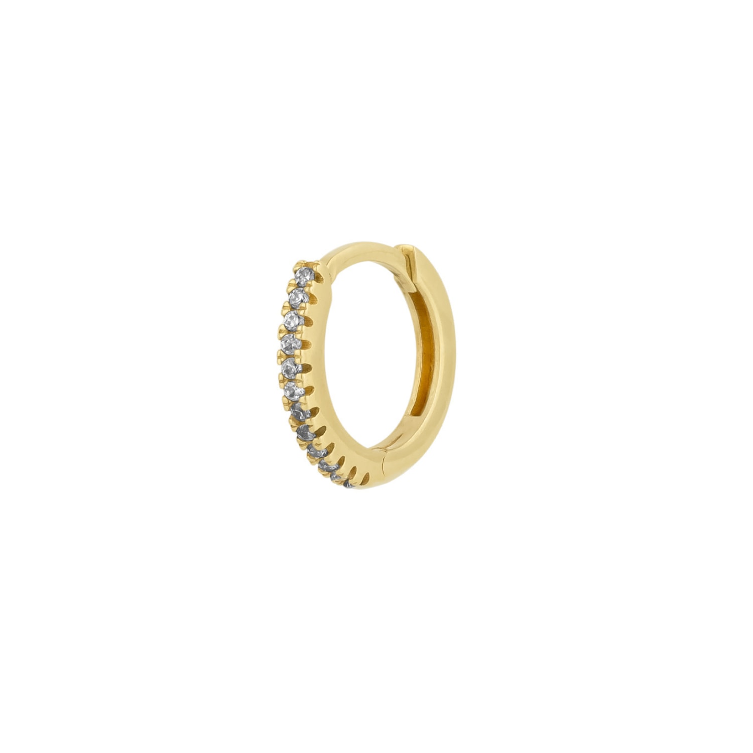 Women's Fine Classic Pave Hoop Single Earring 14Ct Solid Gold | Spero London