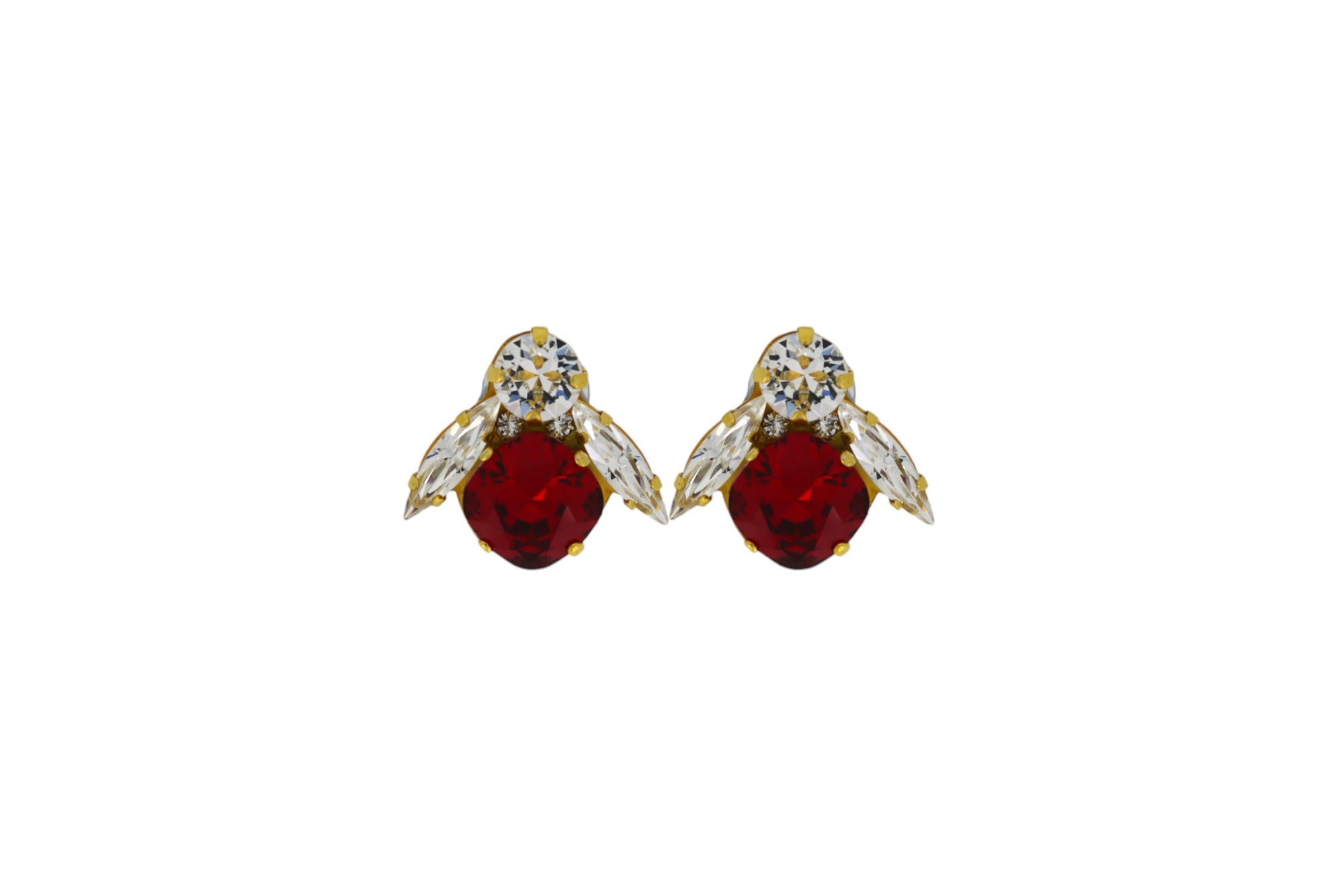 Vickisarge Women's The Big Red Bee Earrings In Gold - Clip