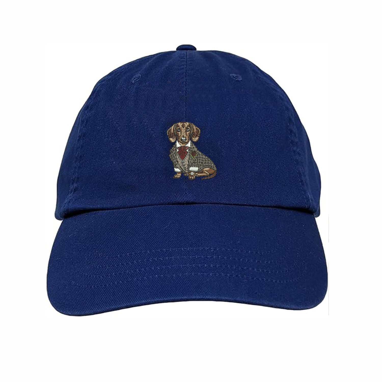 Amati Collection Women's Blue Dachshund Embroidered Cap Unisex - Navy