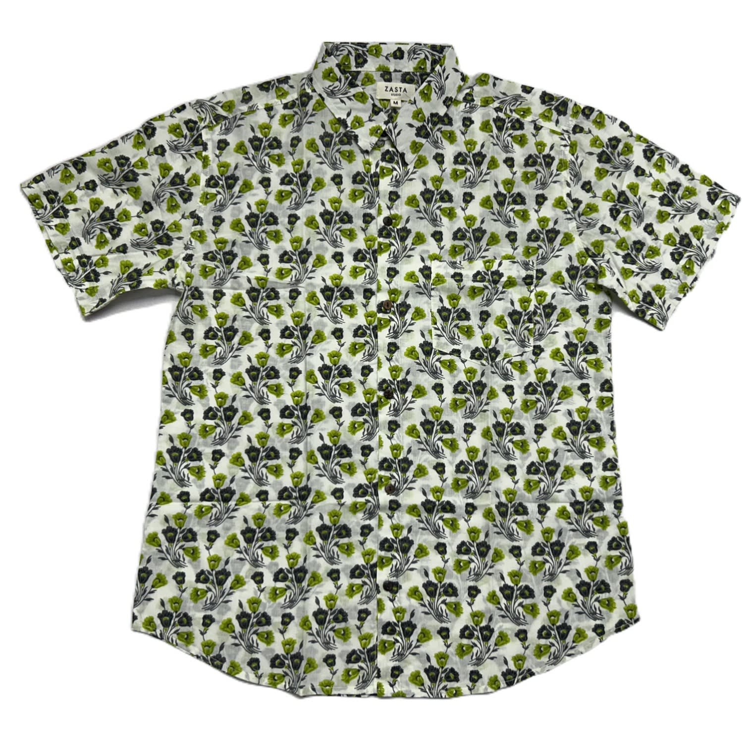 Zasta Studio Men's Organic Handprinted Cotton Summer Half Sleeve Shirt D