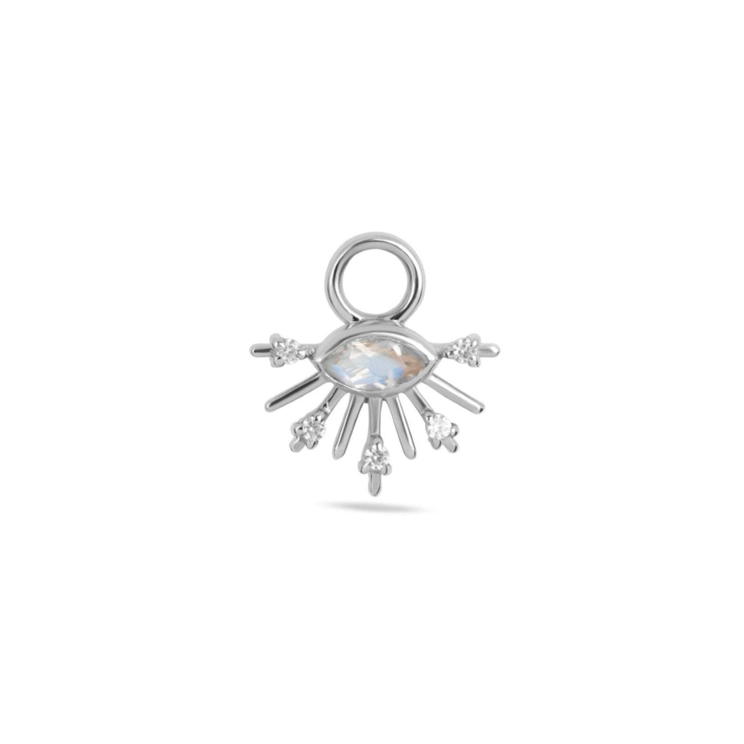 Zohreh V. Jewellery Women's Silver / Neutrals Moonstone & White Sapphire Sunburst Earring Charm Sterling Silver