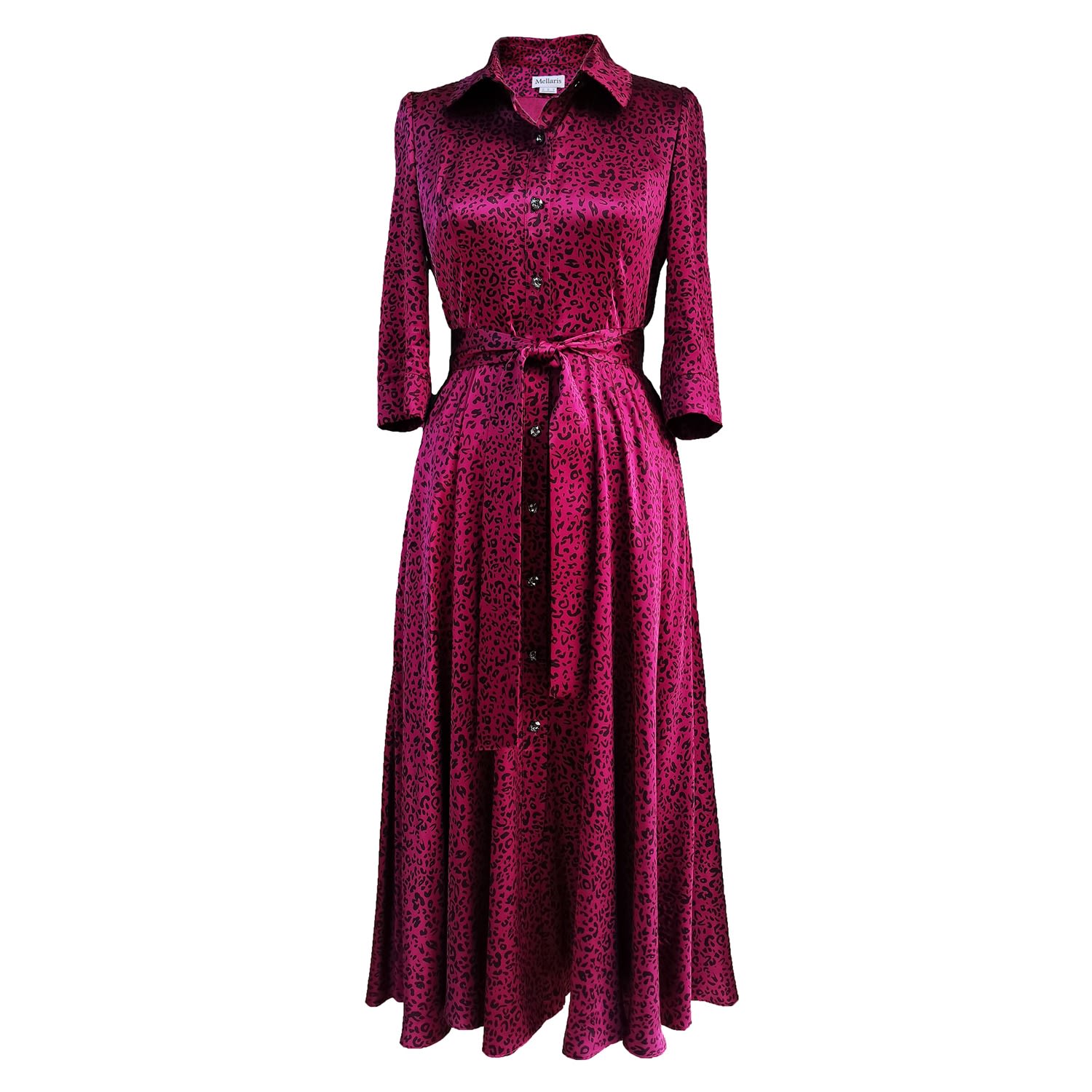 Women’s Pink / Purple Marsden Burgundy Dress In Leopard Print Medium Mellaris