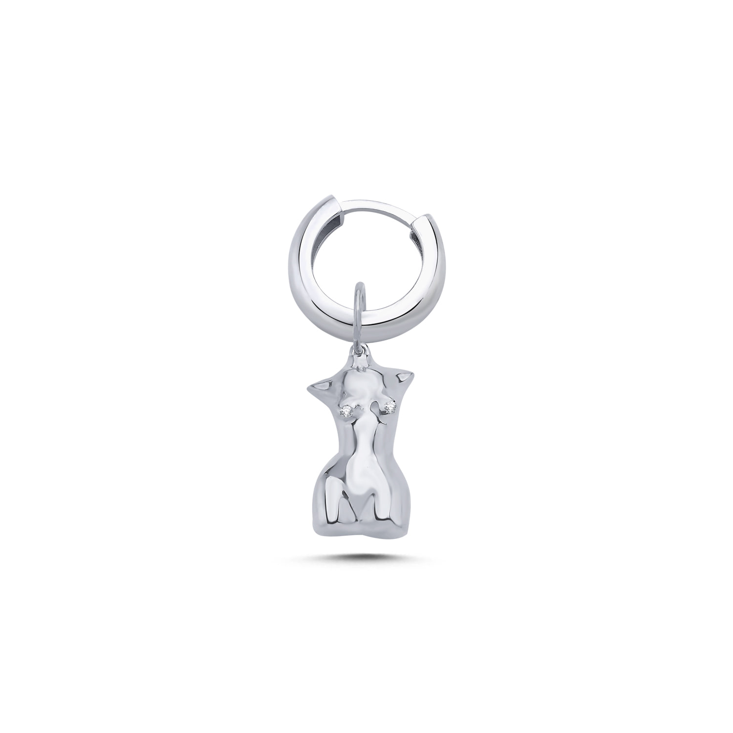 Mishka Women's My Girl Silver Pendant Mono Earring With Silver Hoop In Silver