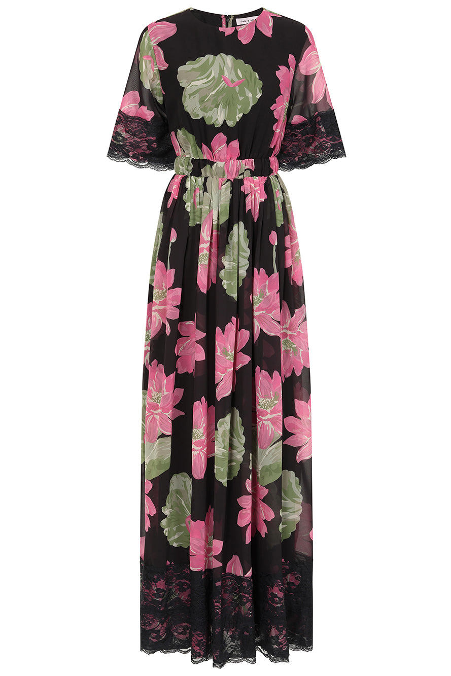 Frock And Frill Women's Milena Black Floral Print Maxi Dress In Black