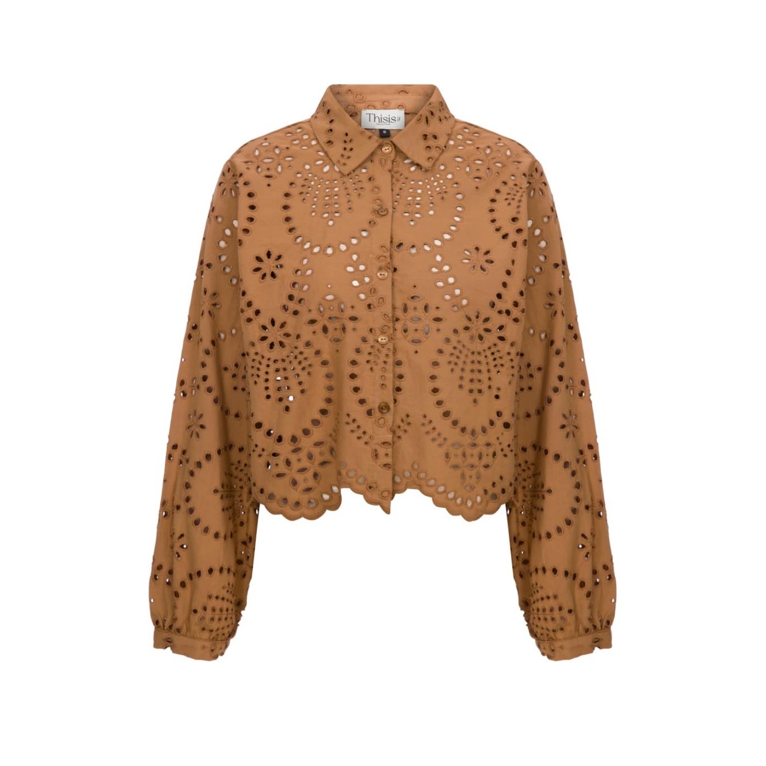 Thisisu Collection Women's Brown Solstice Shirt - Cocoa Lace In Brown