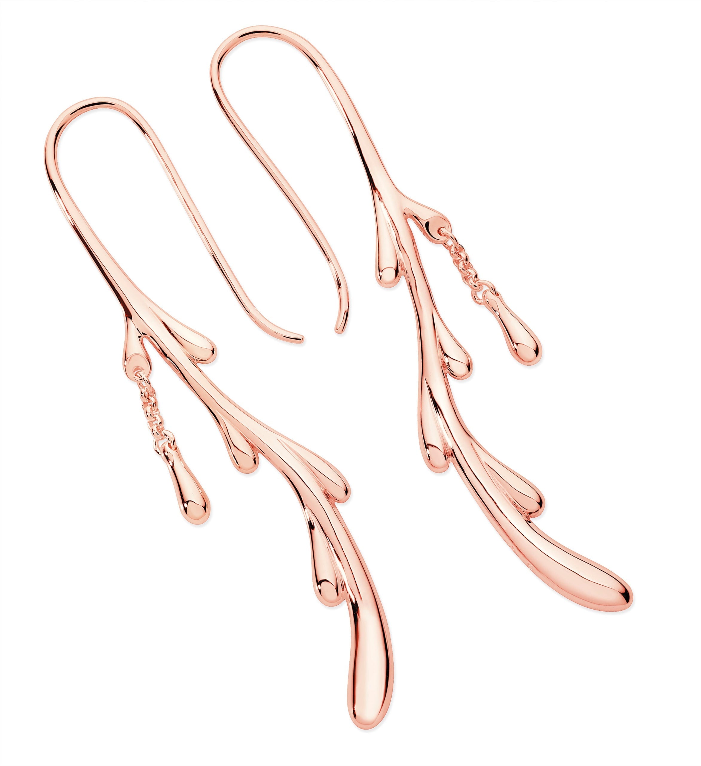 Lucy Quartermaine Women's Shepherds Crook Dripping Earrings In Rose Gold In Gold