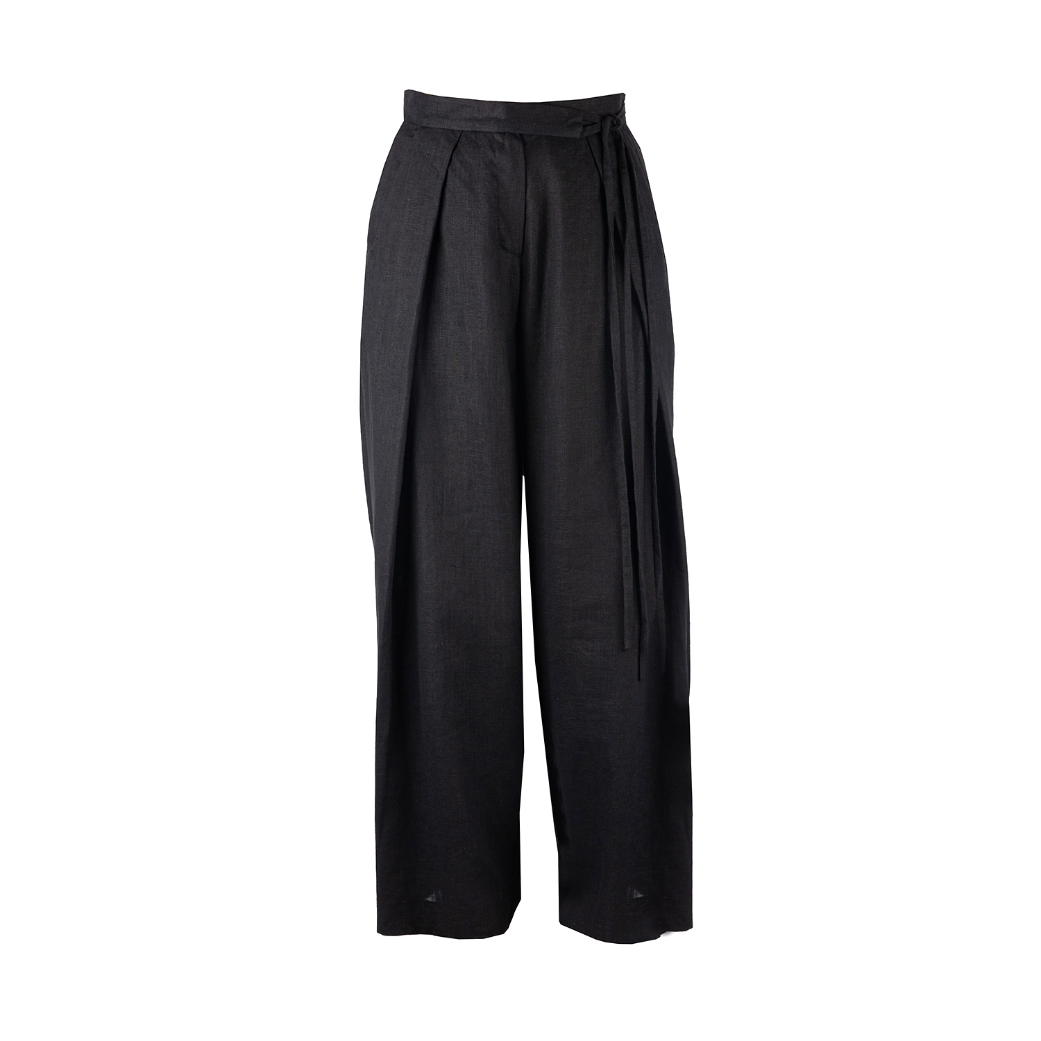 Una Berzina Black Linen Trousers In Black