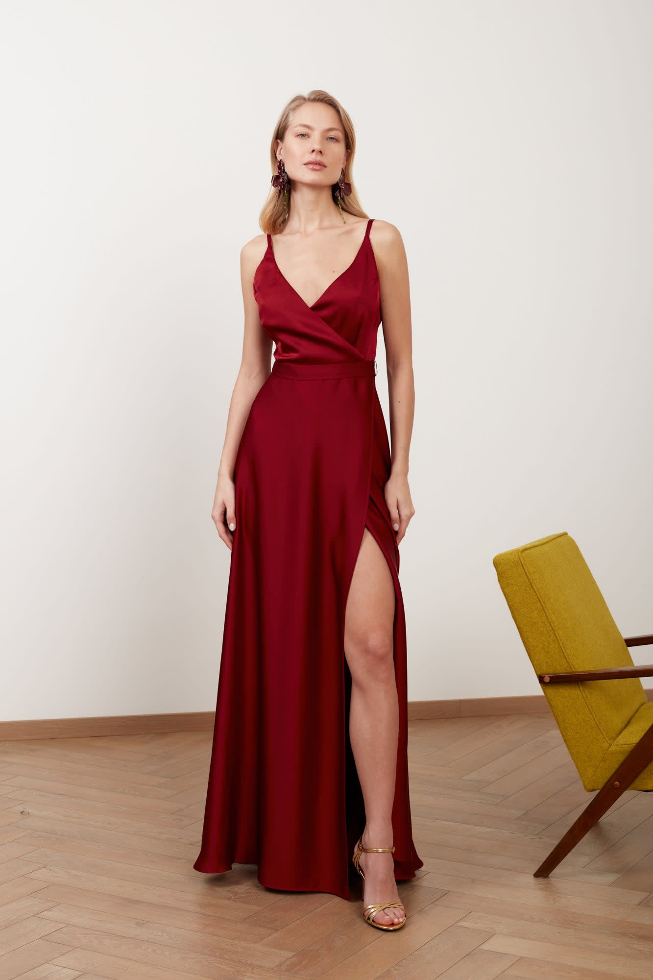 Women's Freya Burgundy Red Satin Maxi Wedding Guest Dress | Extra Small | Undress Freya Burgundy Red Satin Maxi Wedding Guest Dress | UNDRESS | Wolf \u0026 Badger