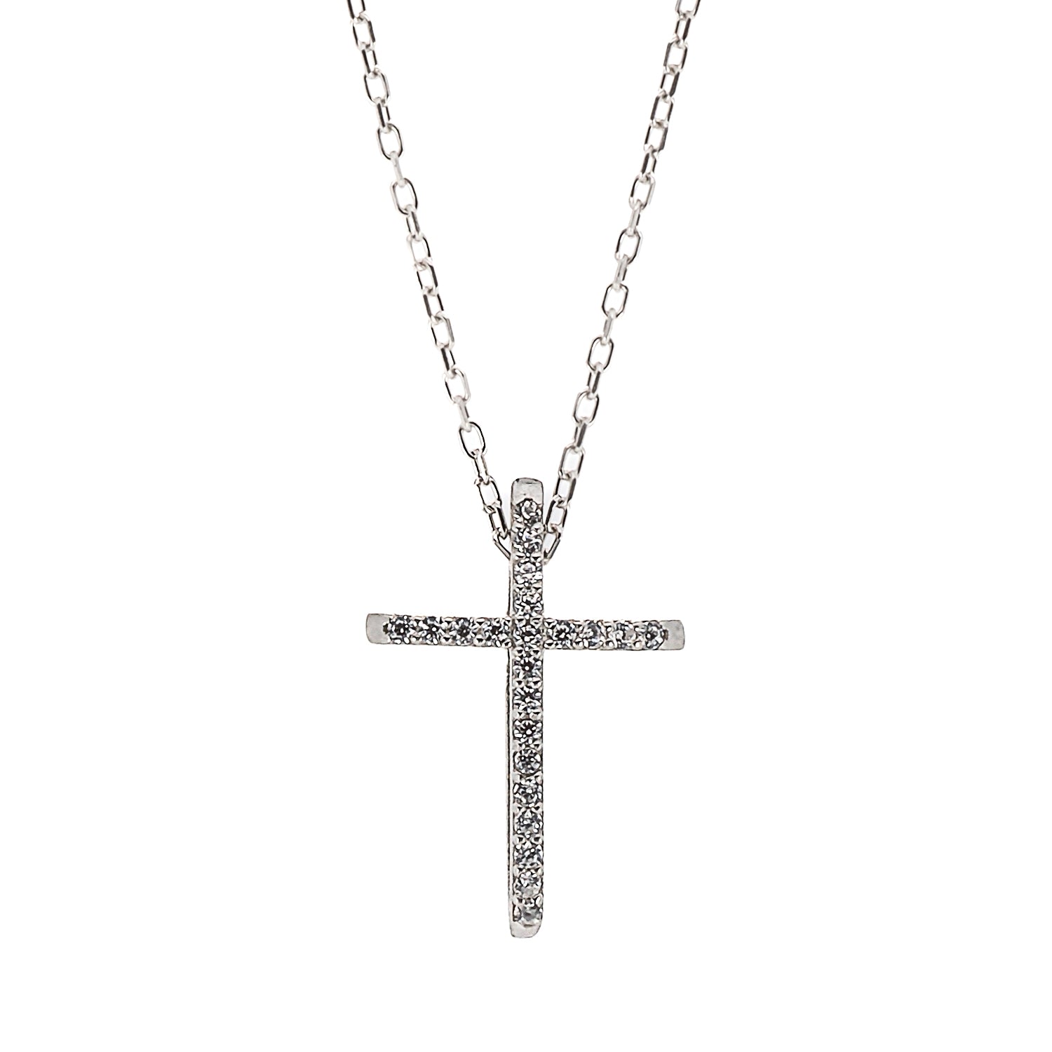 Women’s Unique Diamond Cross Necklace Silver Ebru Jewelry