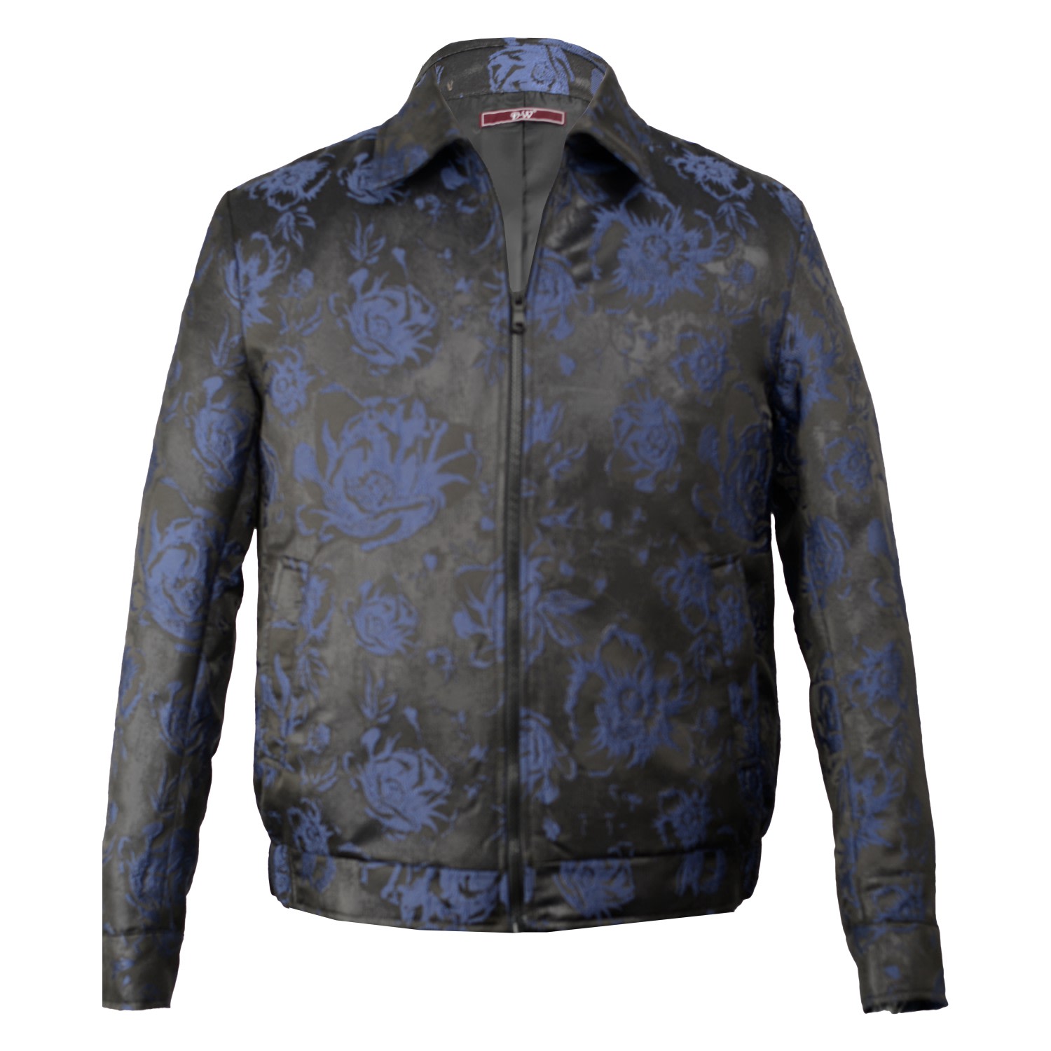 Men’s Black / Blue Kensington Handmade Floral Brocade Jacket - Blue & Black Large David Wej