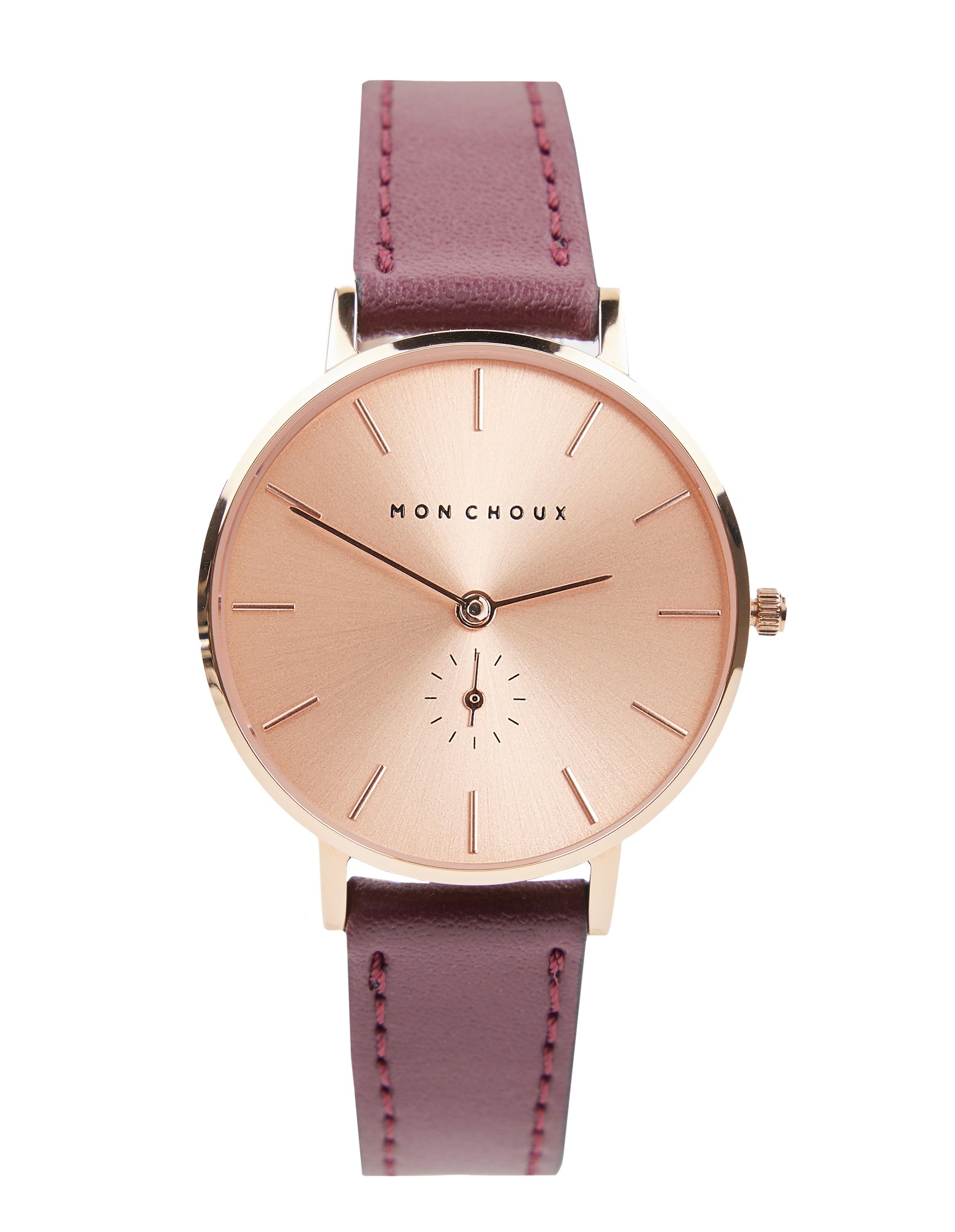 Women’s Pink / Purple / Rose Gold Lille Rose Gold Vegan Watch In Burgundy Grape Leather One Size Mon Choux