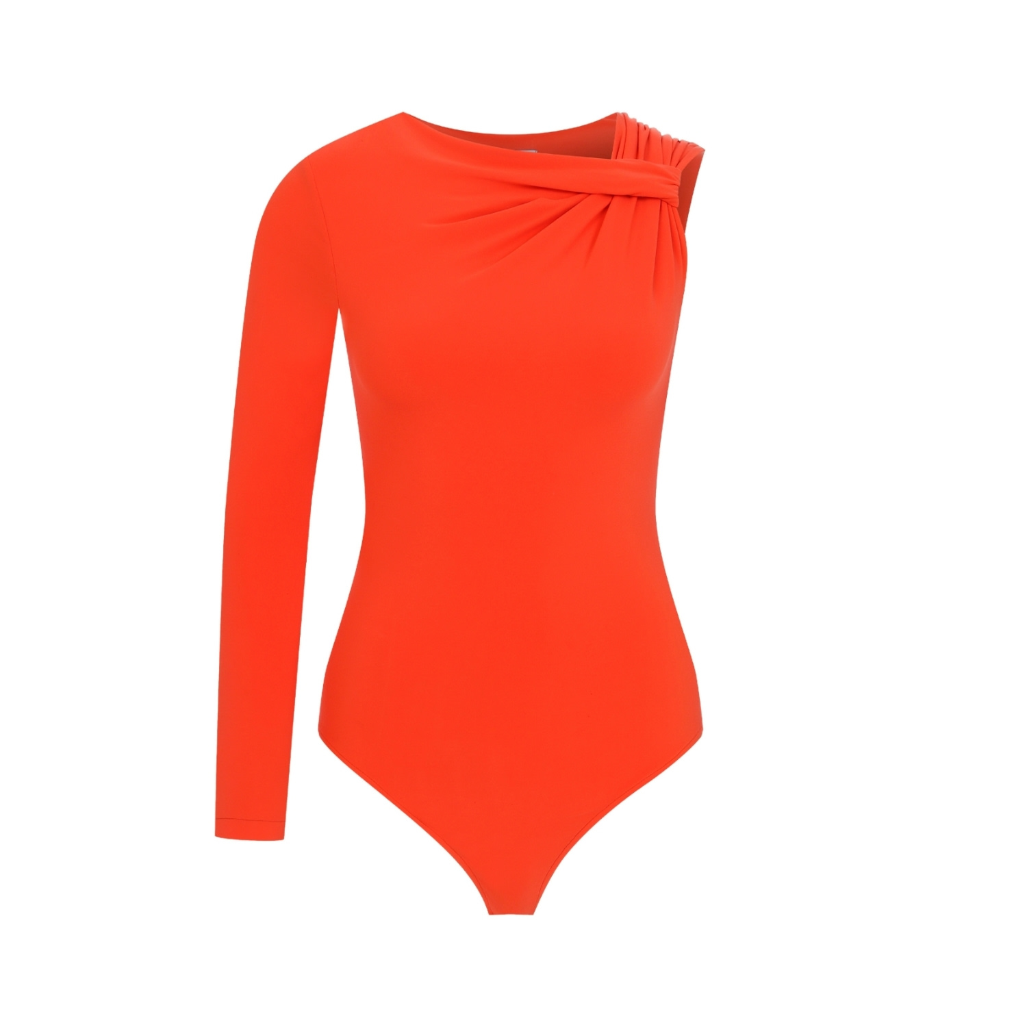 Maan Istanbul Women's Yellow / Orange Asymmetrical Sleeve Orange Bodysuit - High Hope In Yellow/orange