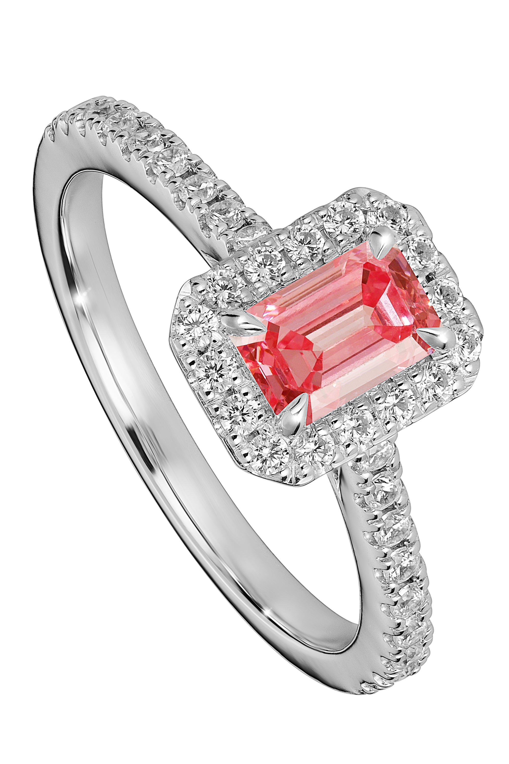 Women’s Silver Norma White Gold Pink Lab Grown Diamond Ring Created Brilliance