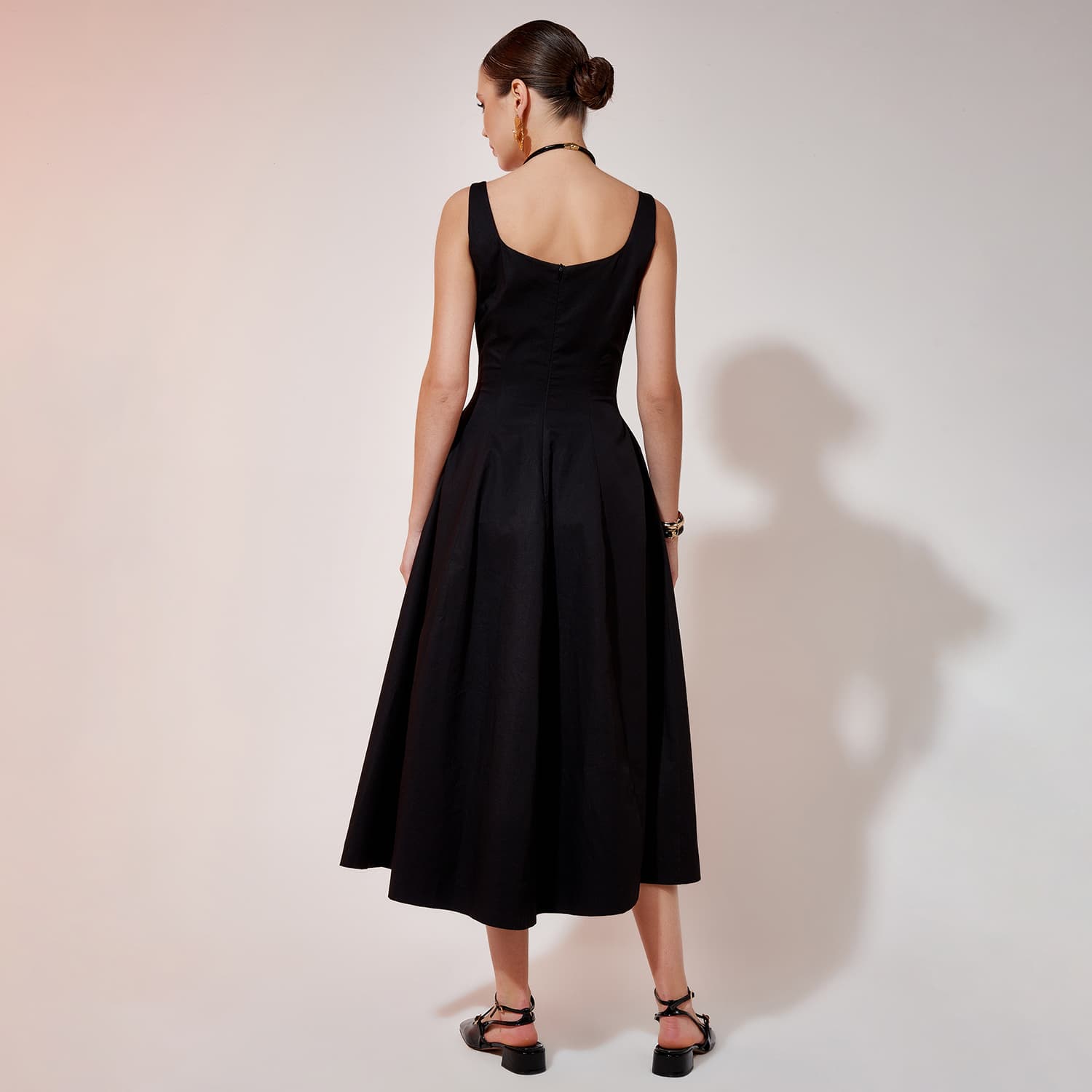 Mid-Length Poplin Dress - Black | Avenue 8 | Wolf & Badger