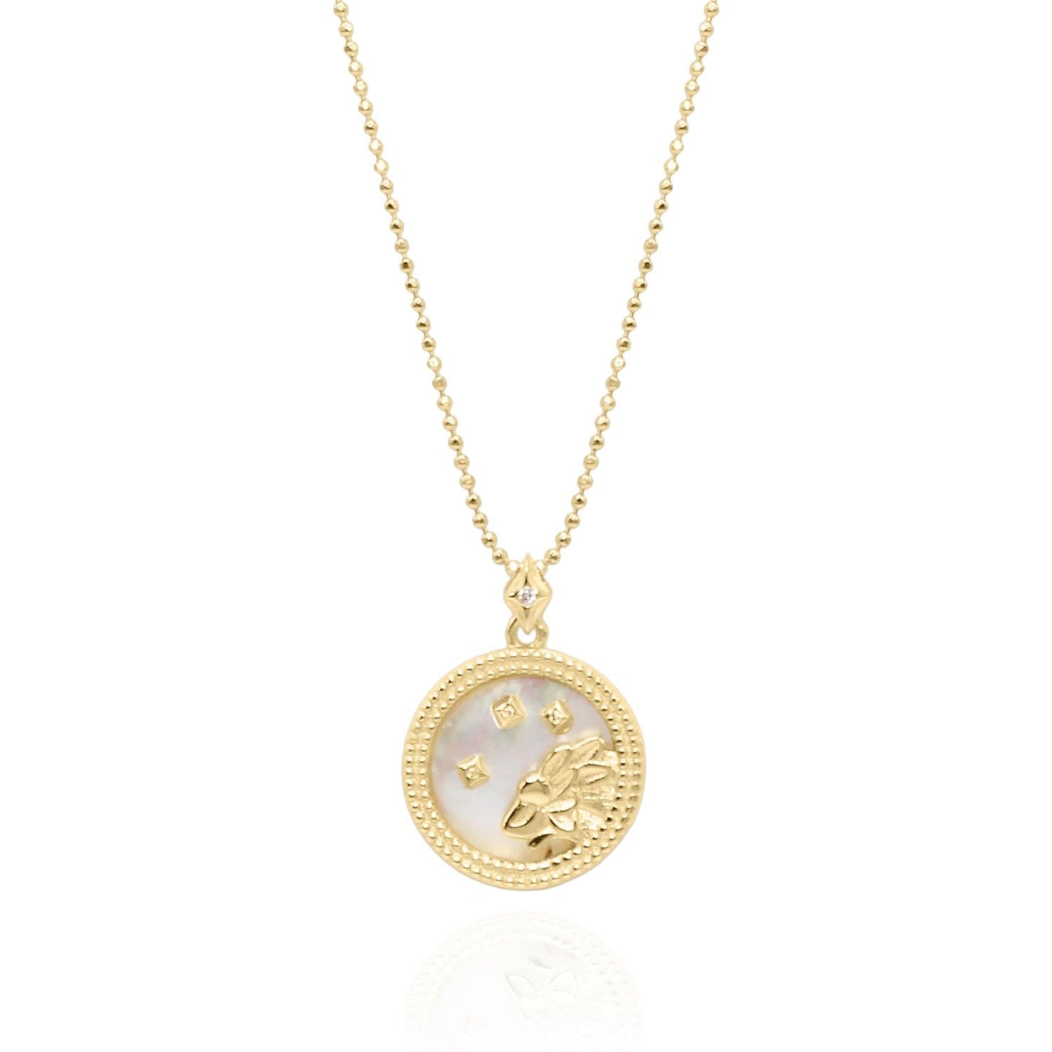 Luna Charles Women's Asta Zodiac Star Sign Necklace - Mother Of Pearl Gold Plated Capricorn In Gold