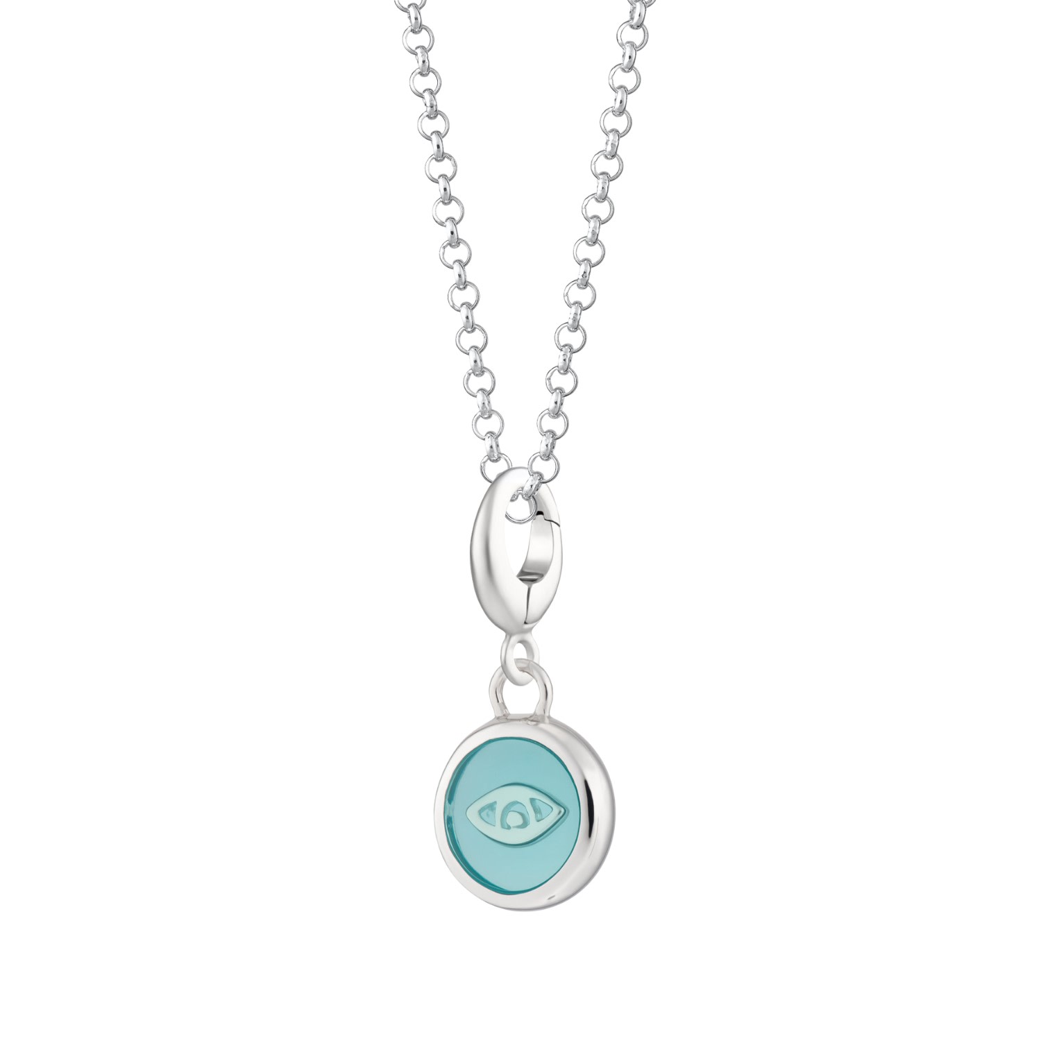 Lily Charmed Women's Blue / Silver Sterling Silver Turquoise Eye Resin Capture Charm Necklace