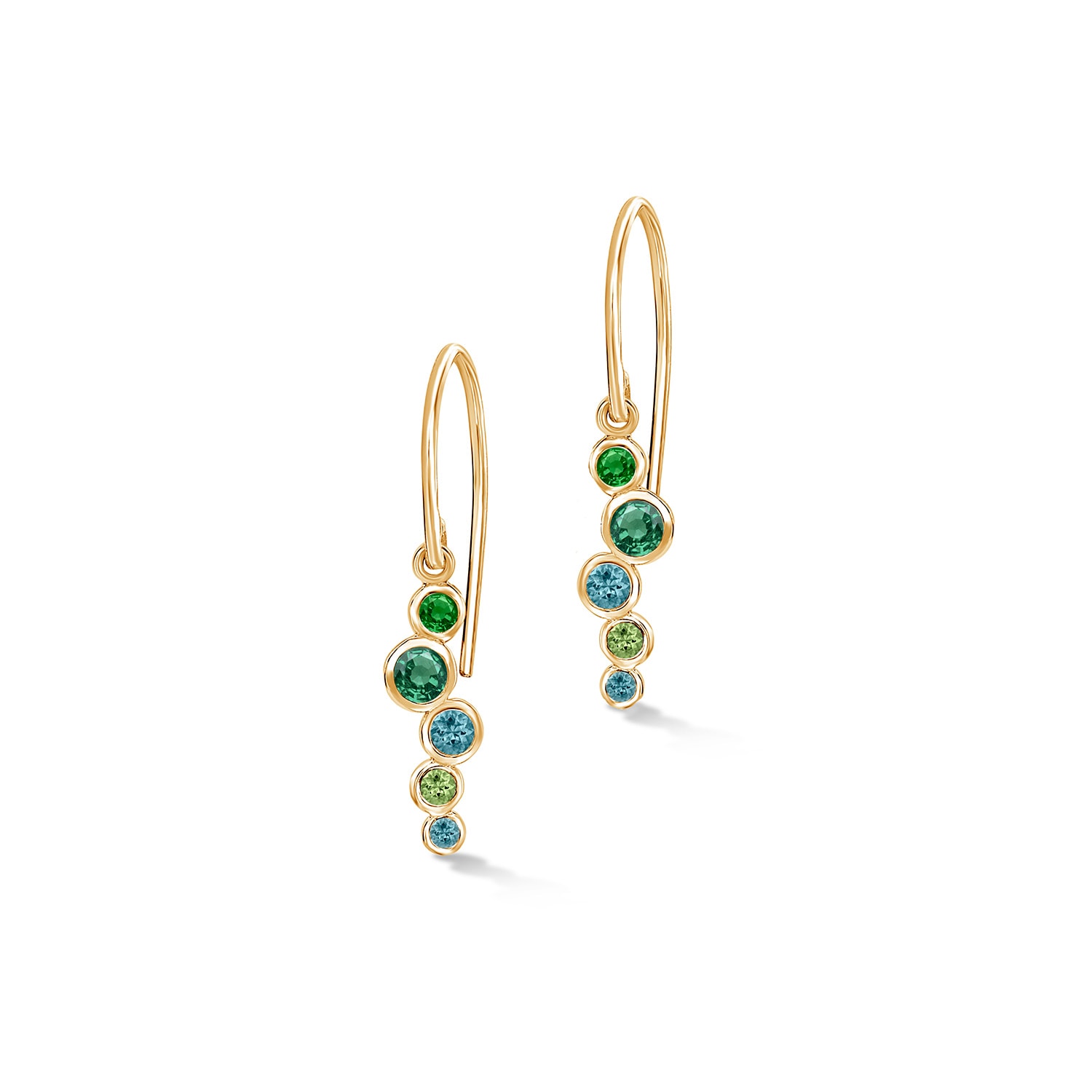 Dower & Hall Women's Gold / Green Solid Gold & Green Emerald Small Cascade Earrings In Gold
