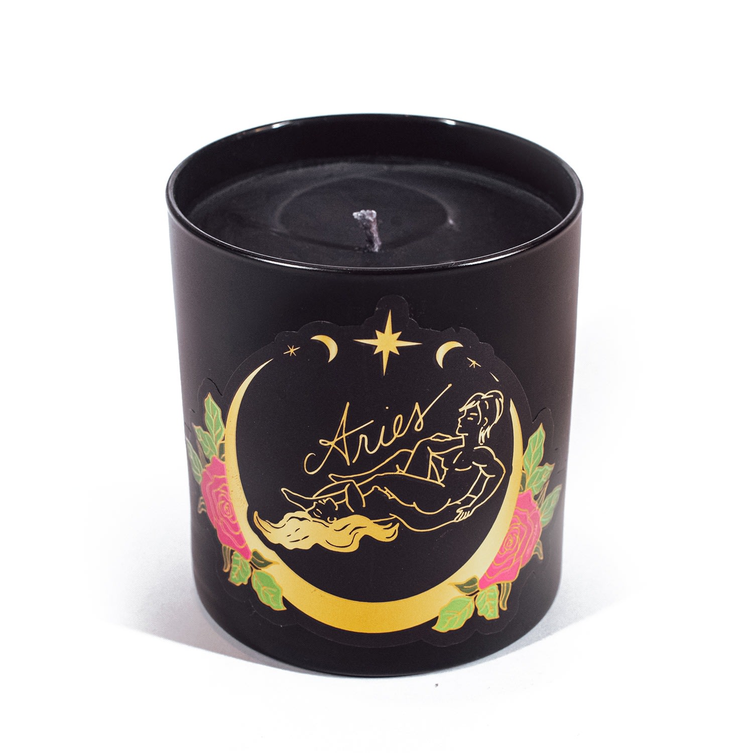 Astrology Zodiac Horoscope Sign Candle Aries Light Sugar Rose Petal Fragrance Black Cake