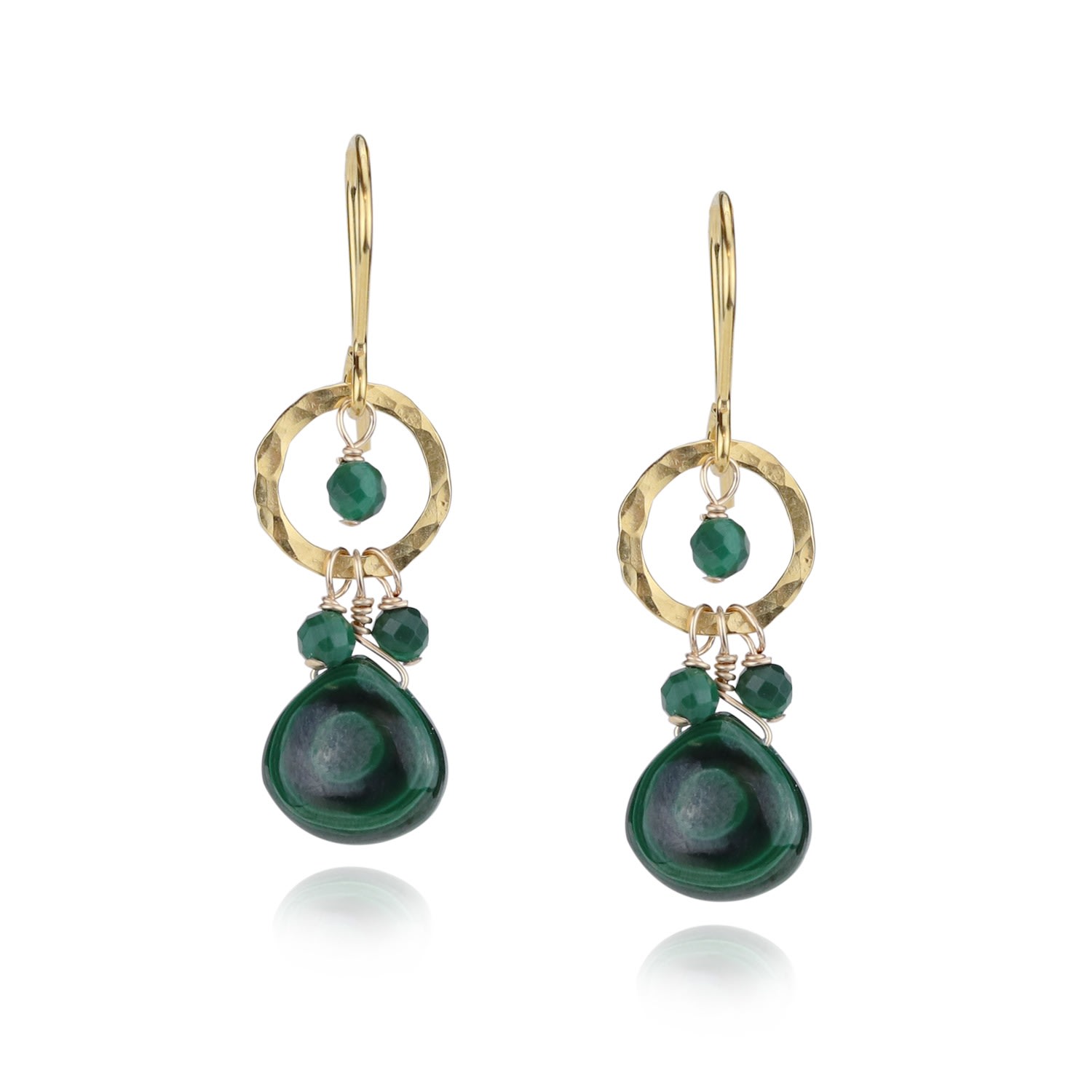 Mounir London Women's Green Malachite And Gold Statement Drop Earrings In Green