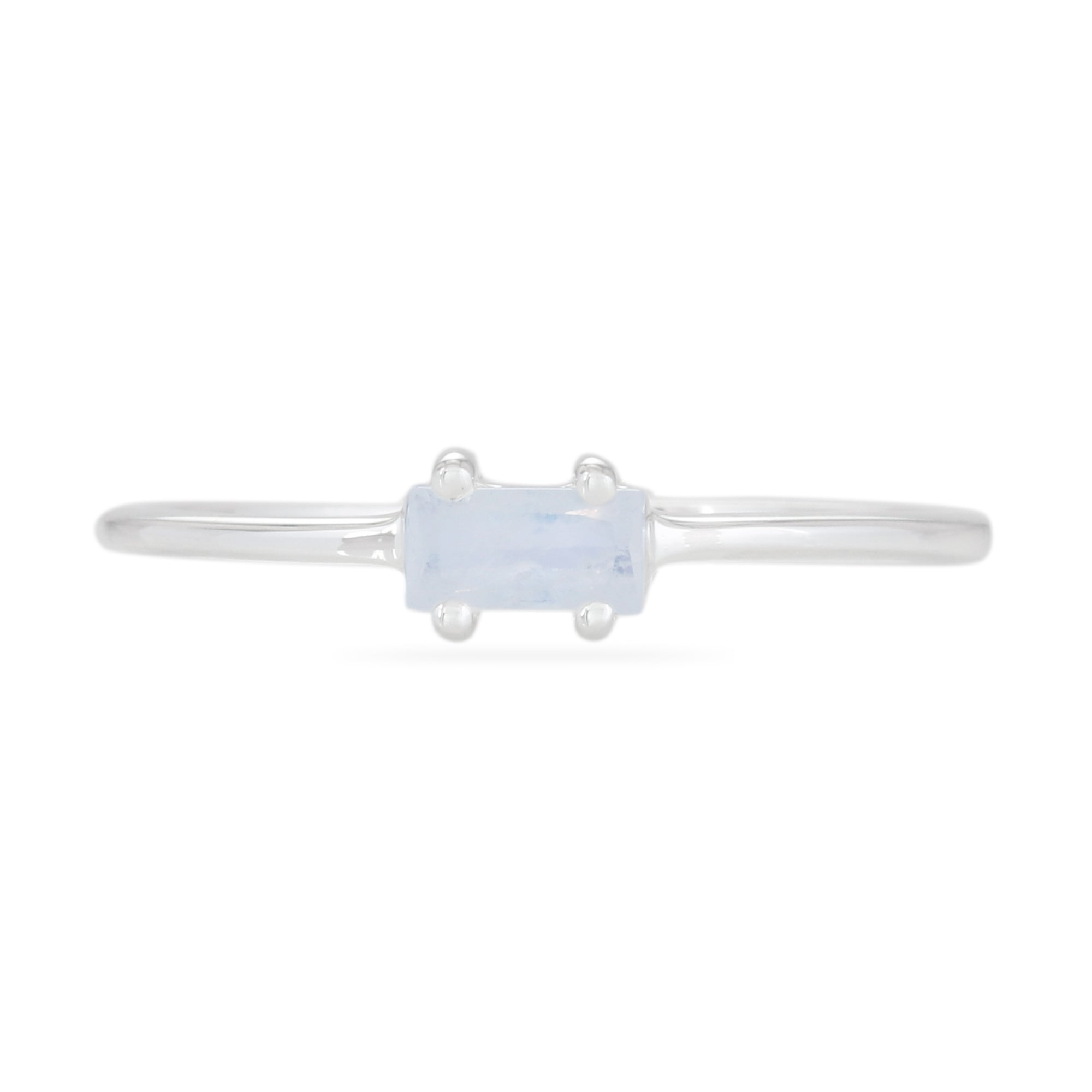 Karrah Jewellery Women's Moonstone Baguette Ring - Sterling Silver In Gray