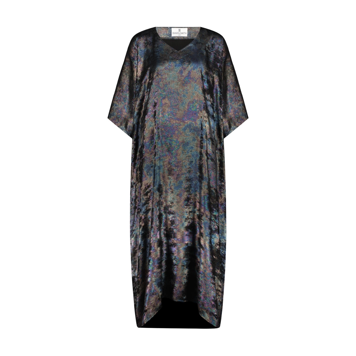 Dhara Sheth Dubai Women's Shadow Of Sequin Shimmer Black Long Kaftan - Party Dress In Black