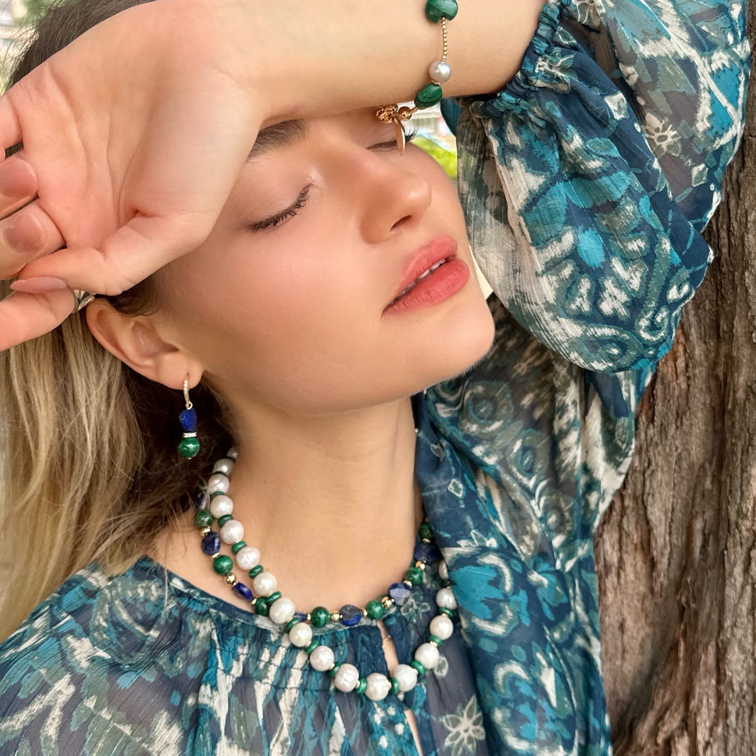 超美品　KY9jm Malachite Real Pearl Necklace Malachite Real Pearl Necklace (Gold) – KY9 JM