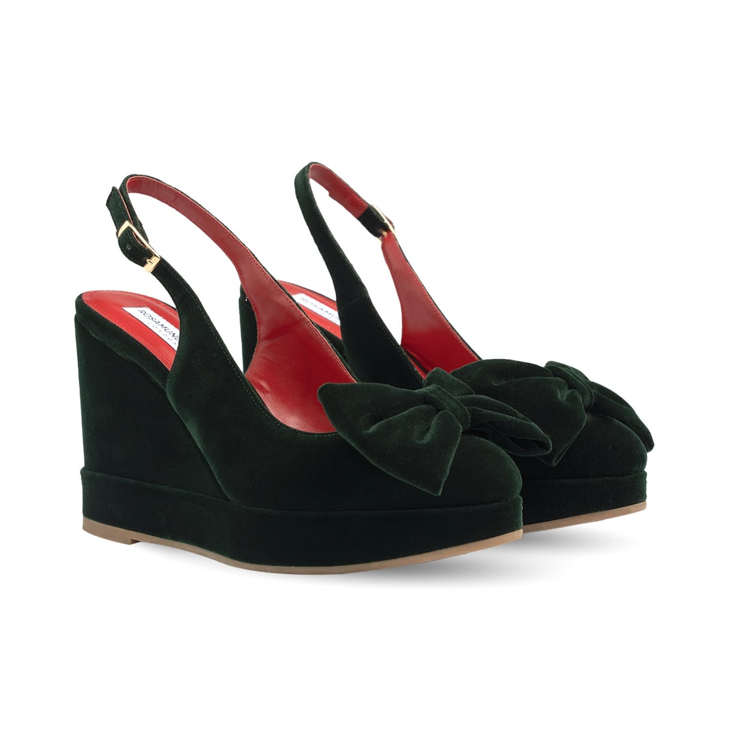 Rosamund Muir London Women's Toscana Dark Green Velvet Wedges