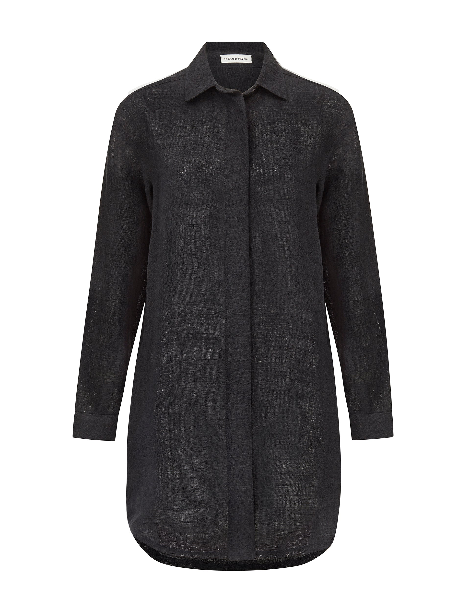 The Summer Edit Women's Charley Luxe Linen Shirt Dress - Black In Black