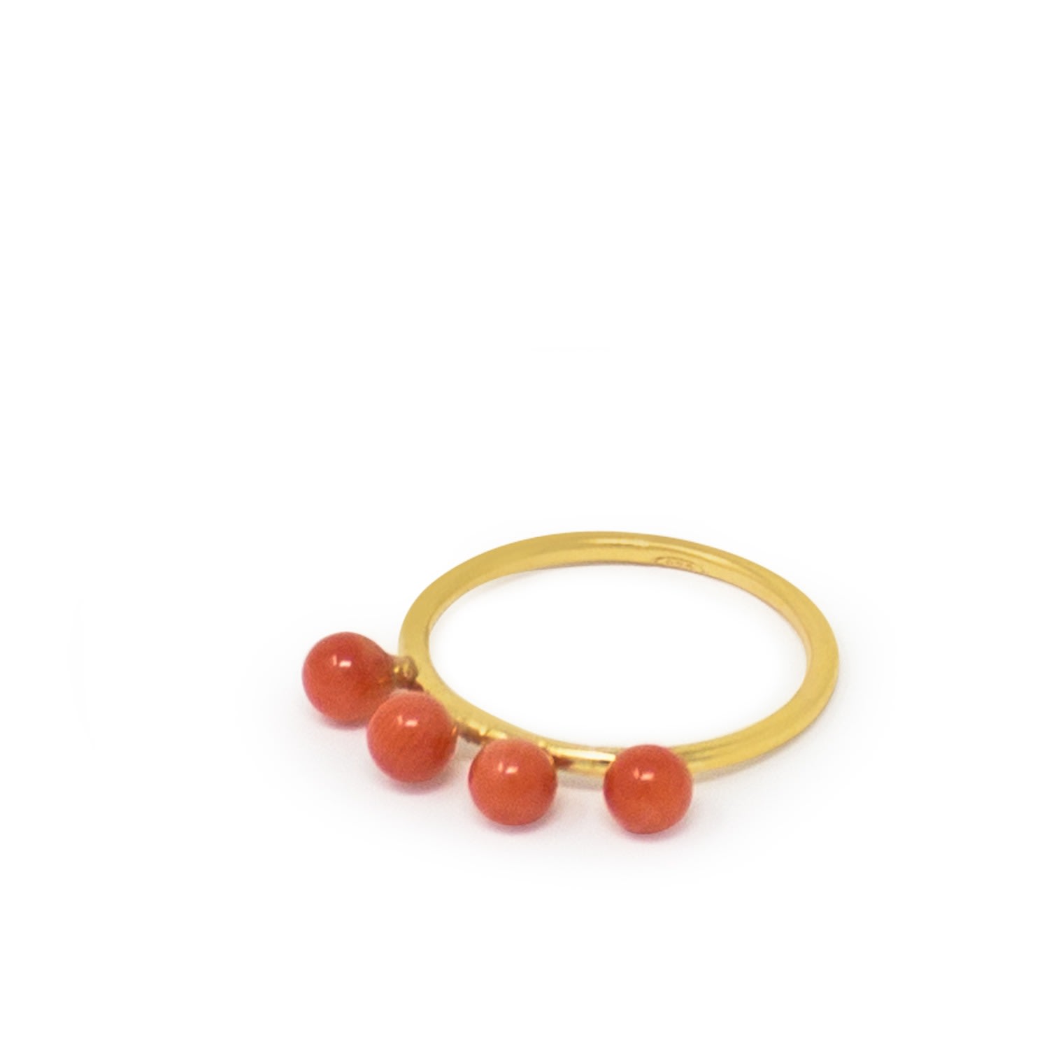 Vintouch Italy Women's Red Coral Bead Stacking Ring In Red