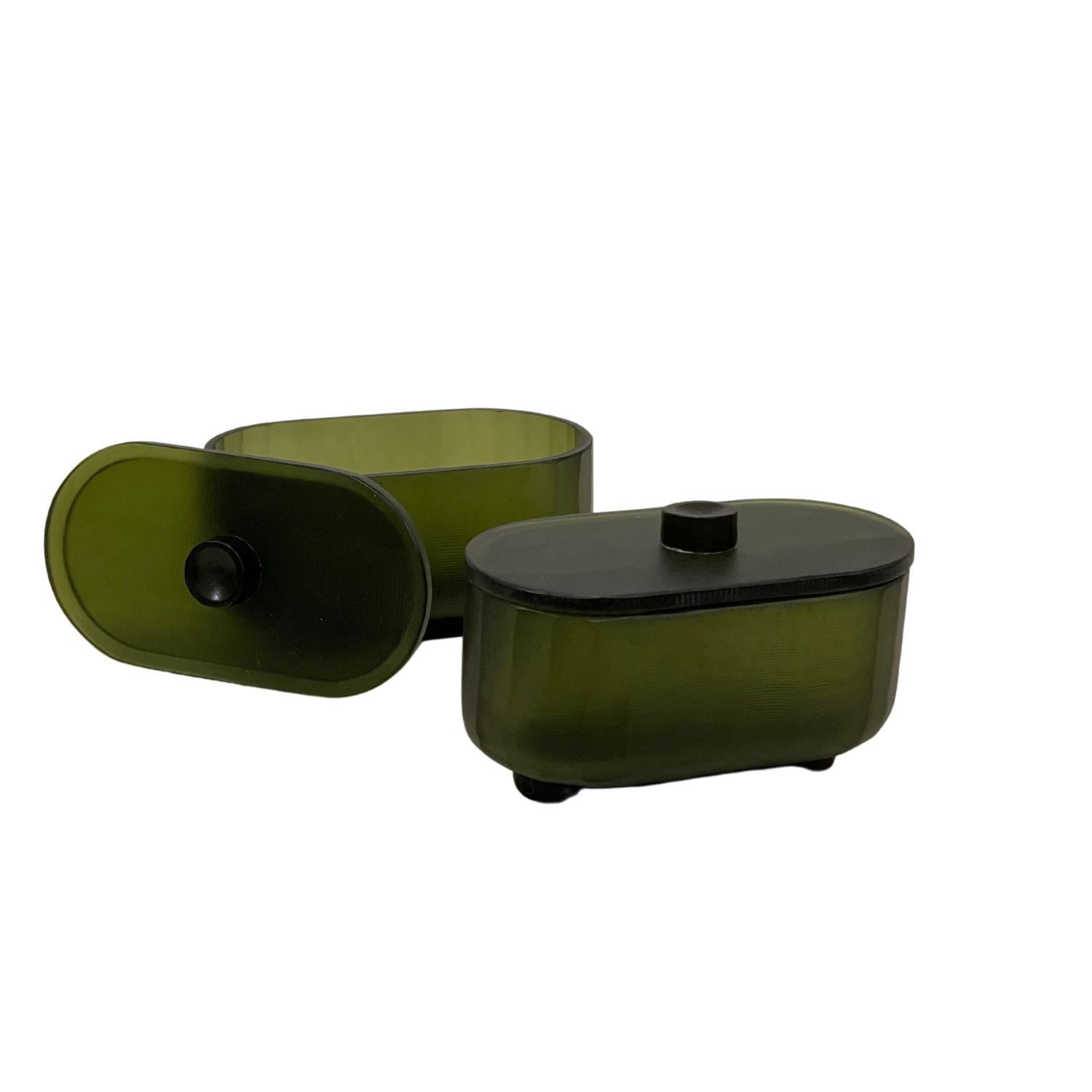 Boca Resin Oval Box Set Of Two - Green . Bruci Editora De Diseo