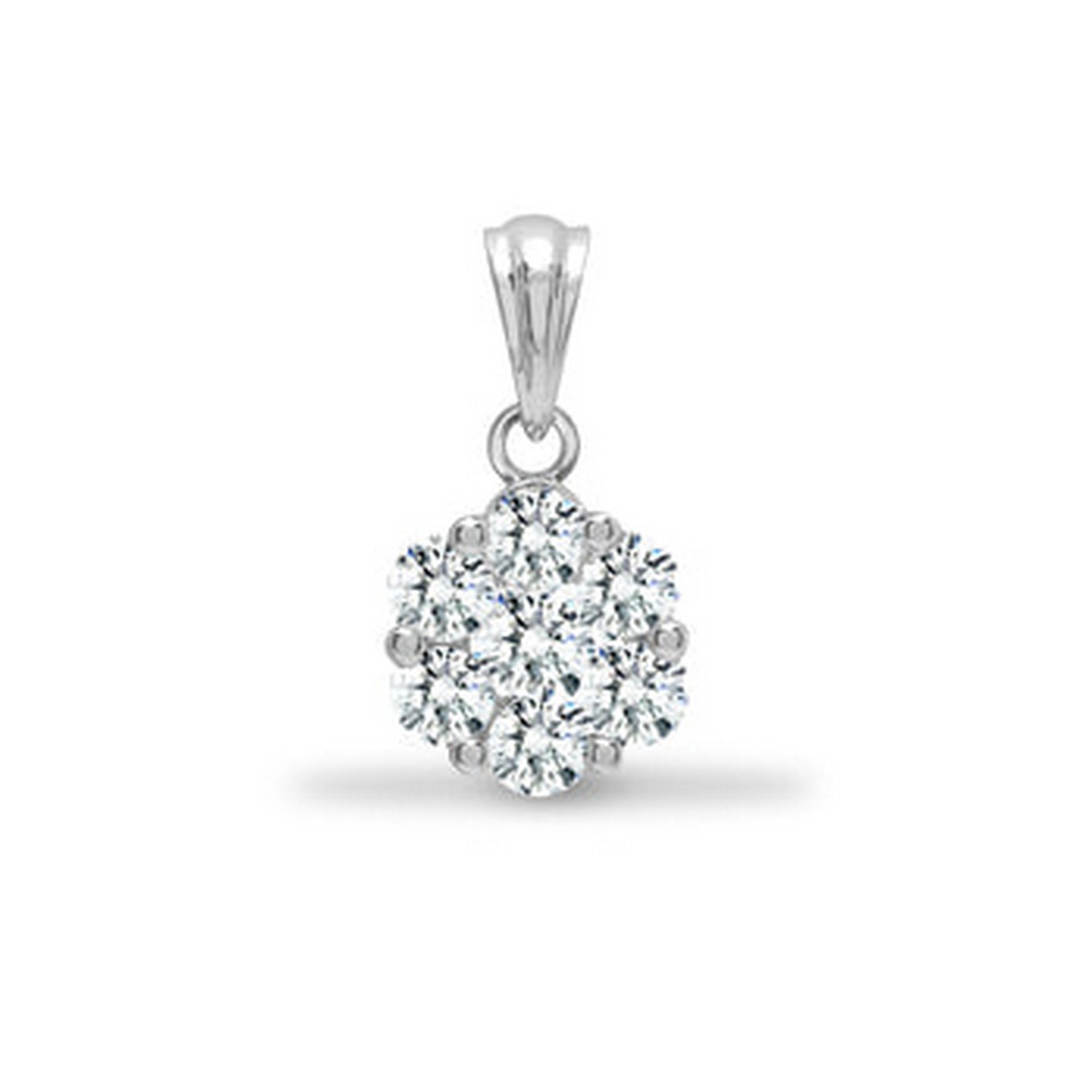 Women’s One Carat Diamond Cluster Pendant In White Gold 18Ct Cervin Blanc