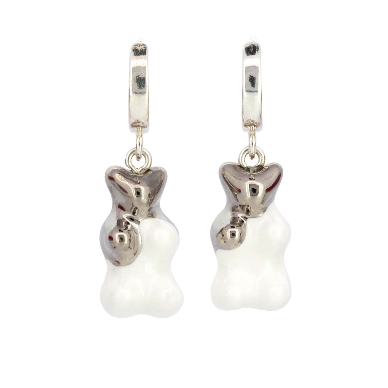 Women’s White / Silver Gummy Bear Hoop Earrings - White & Silver Cj314