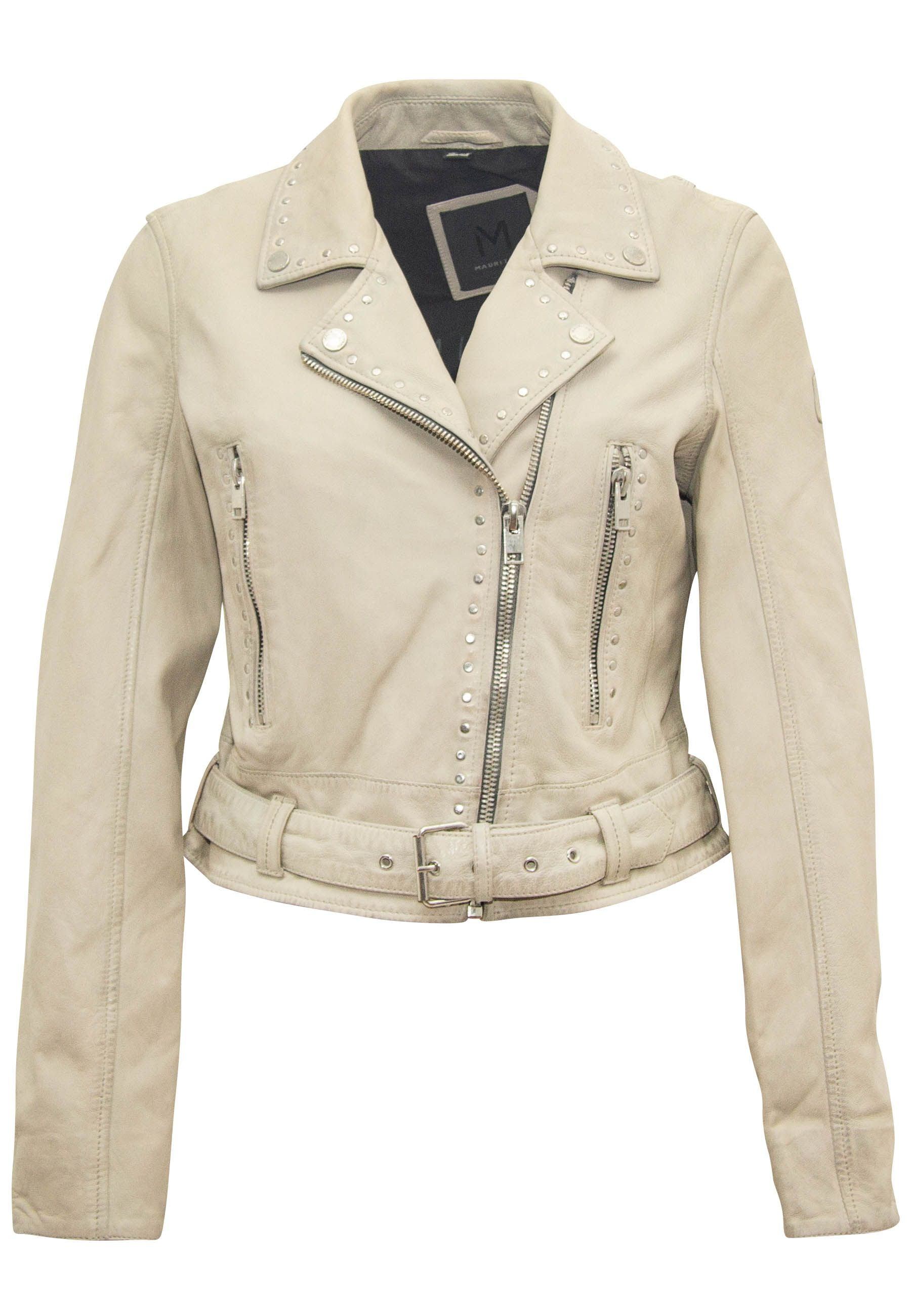 Mauritius Women's Neutrals / White Maryn Rf Leather Jacket, Off White In White