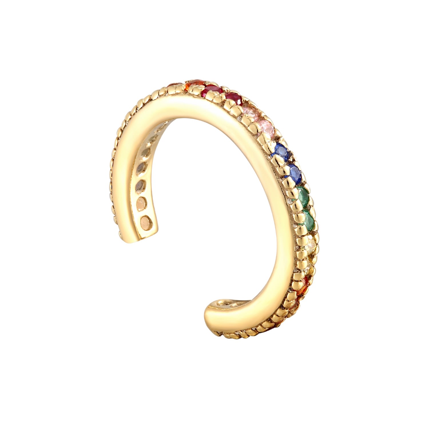 Women’s 22Ct Gold Vermeil Small Rainbow Cz Cuff Earring Seol + Gold