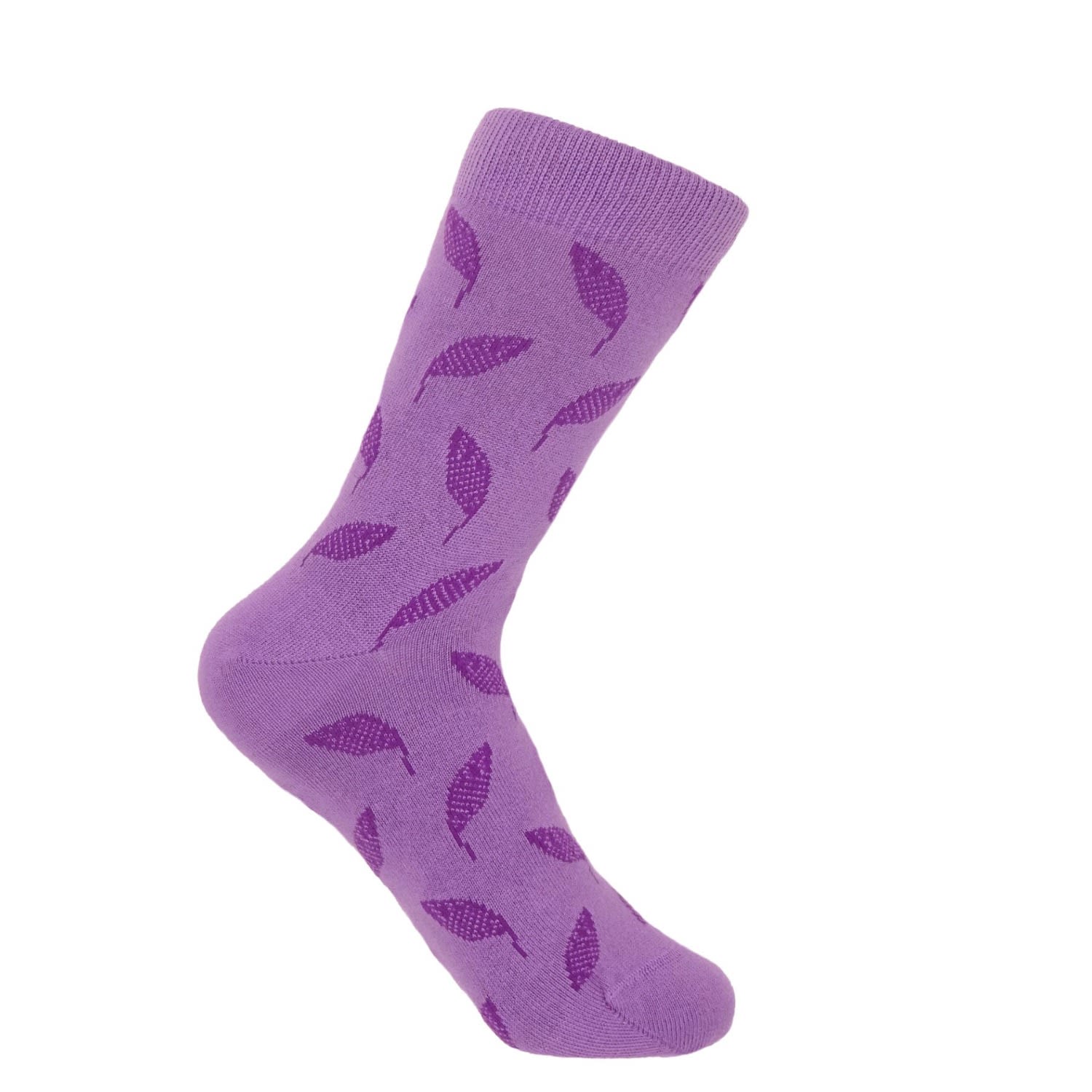 Pink / Purple Violet Leaf Women’s Socks One Size Peper Harow - Made in England