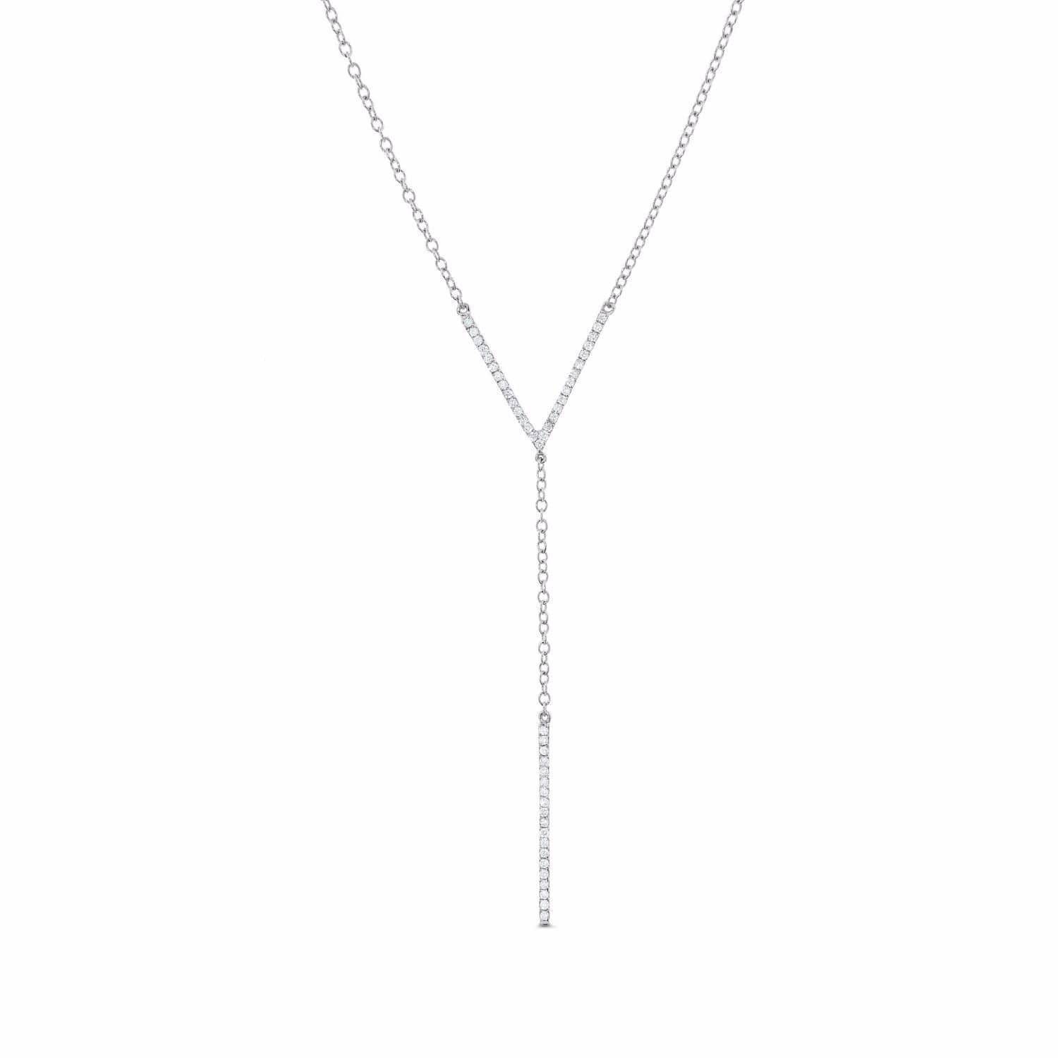 Diamond Lariat Necklace 18k White Gold Cosanuova Wolf Badger