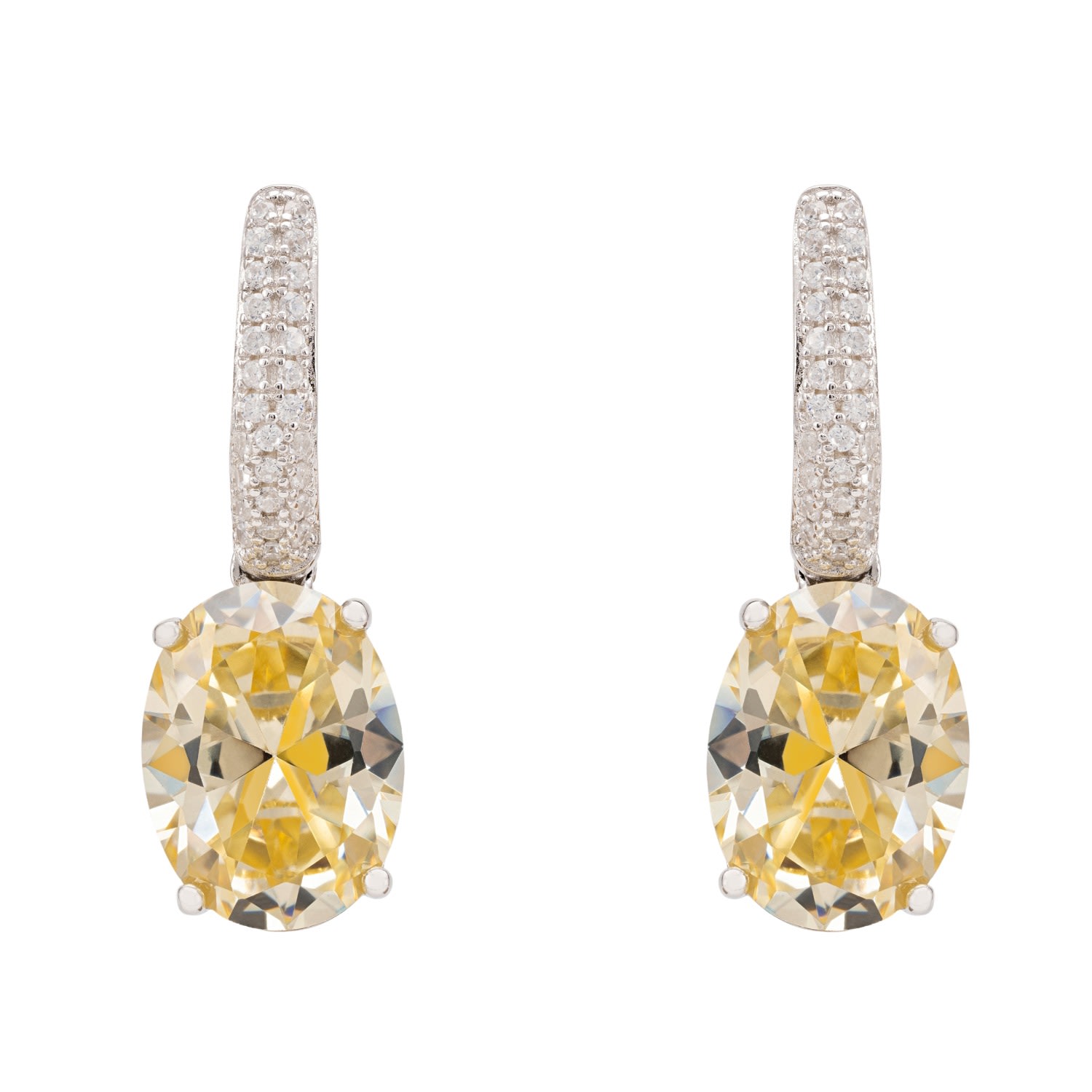 Women’s Yellow / Orange / Silver Alexandra Oval Drop Earrings Silver Yellow Topaz Latelita